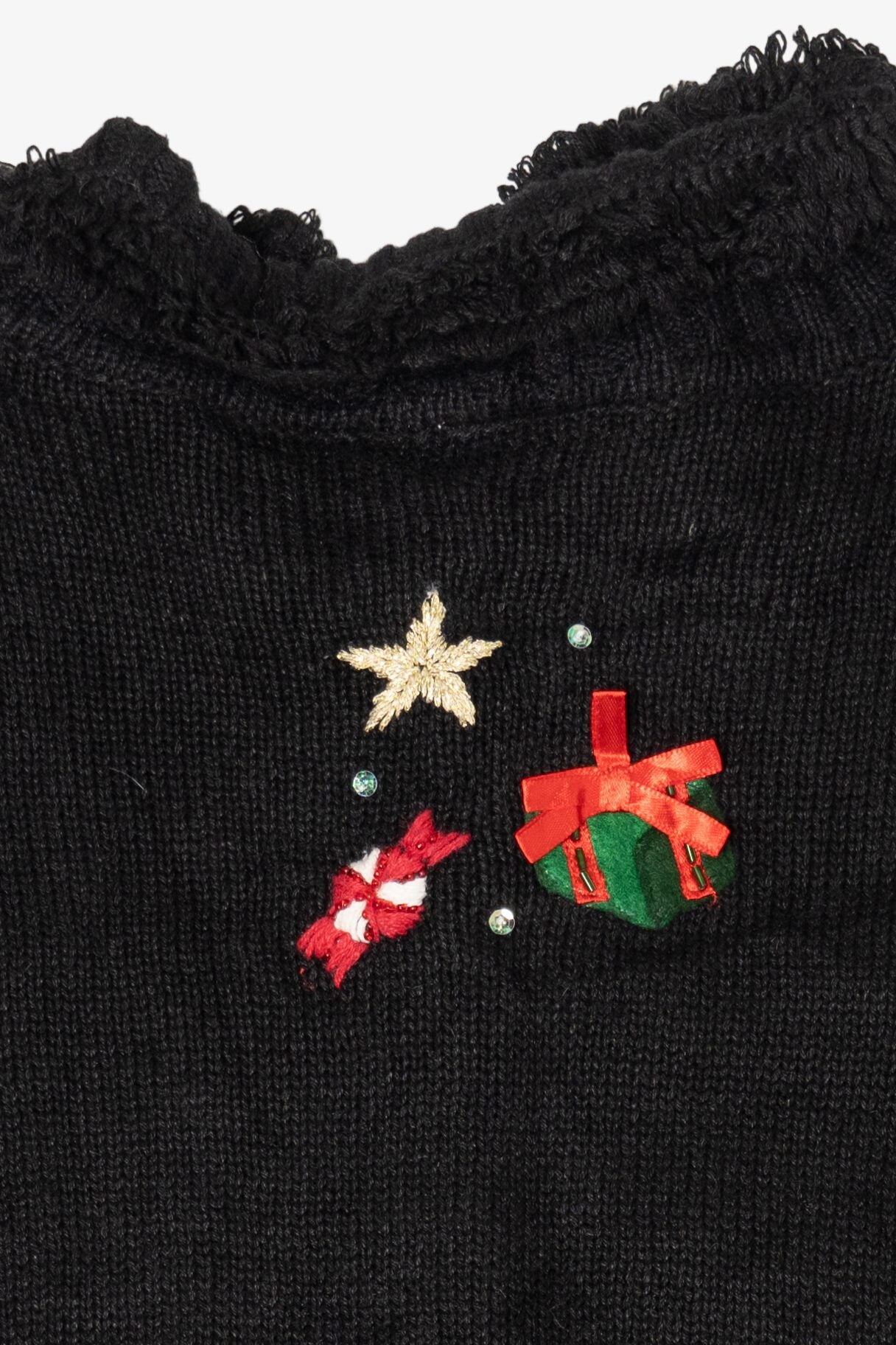 Vintage Black Carolina Colours Santas Ugly Christmas Cardigan (2000s)