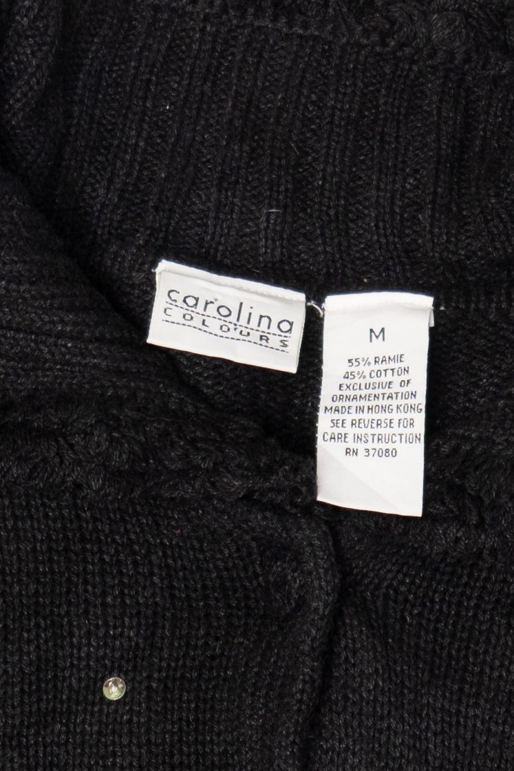 Vintage Black Carolina Colours Santas Ugly Christmas Cardigan (2000s)
