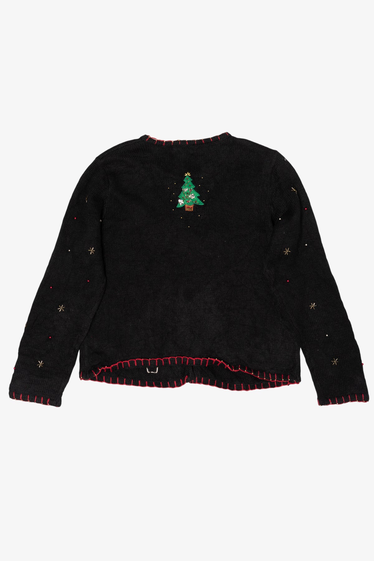 Vintage Black Designers Studio Originals Trees Ugly Christmas Cardigan (1990s)