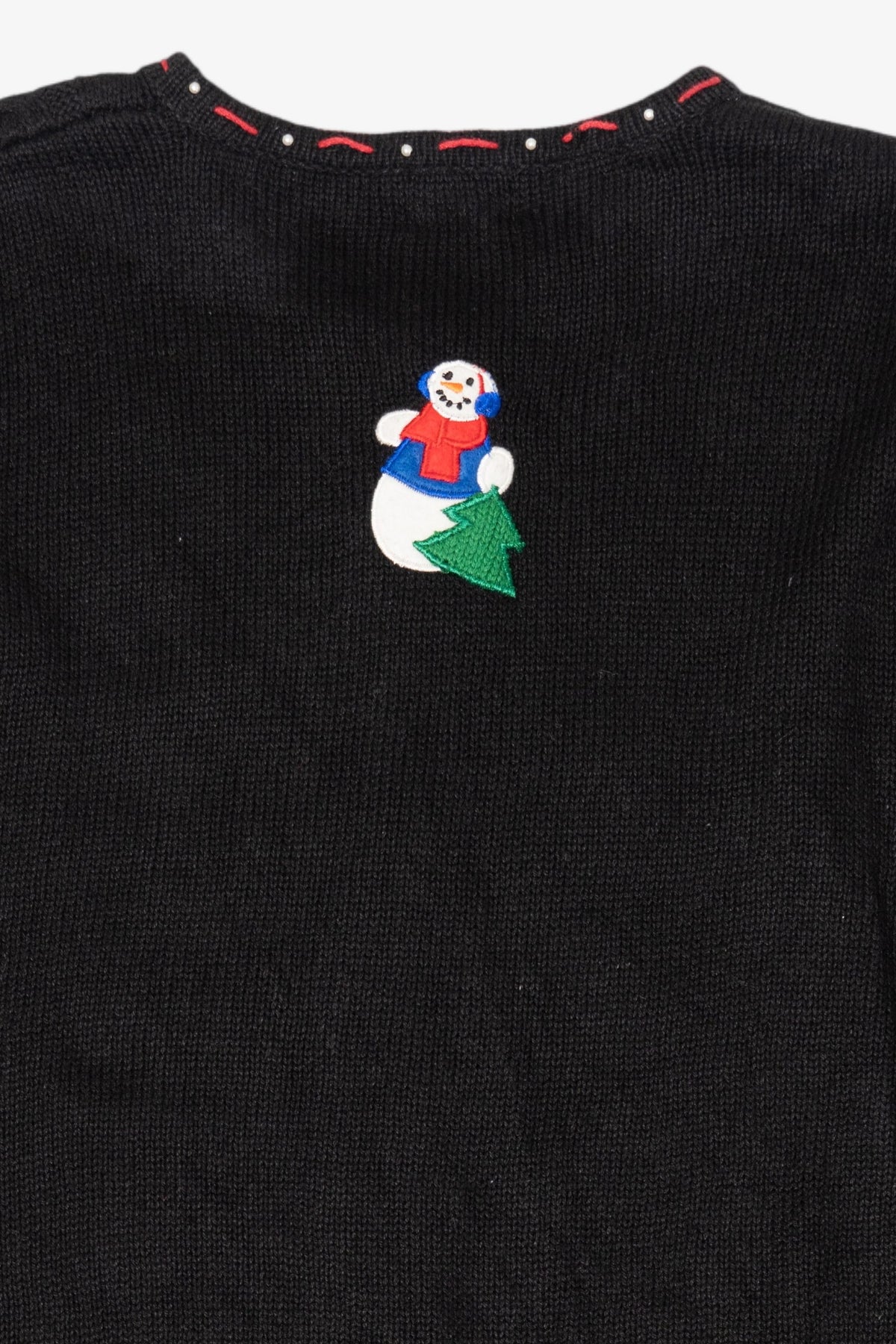 Vintage Black Designers Studio Original Snowmen Ugly Christmas Cardigan (1990s)