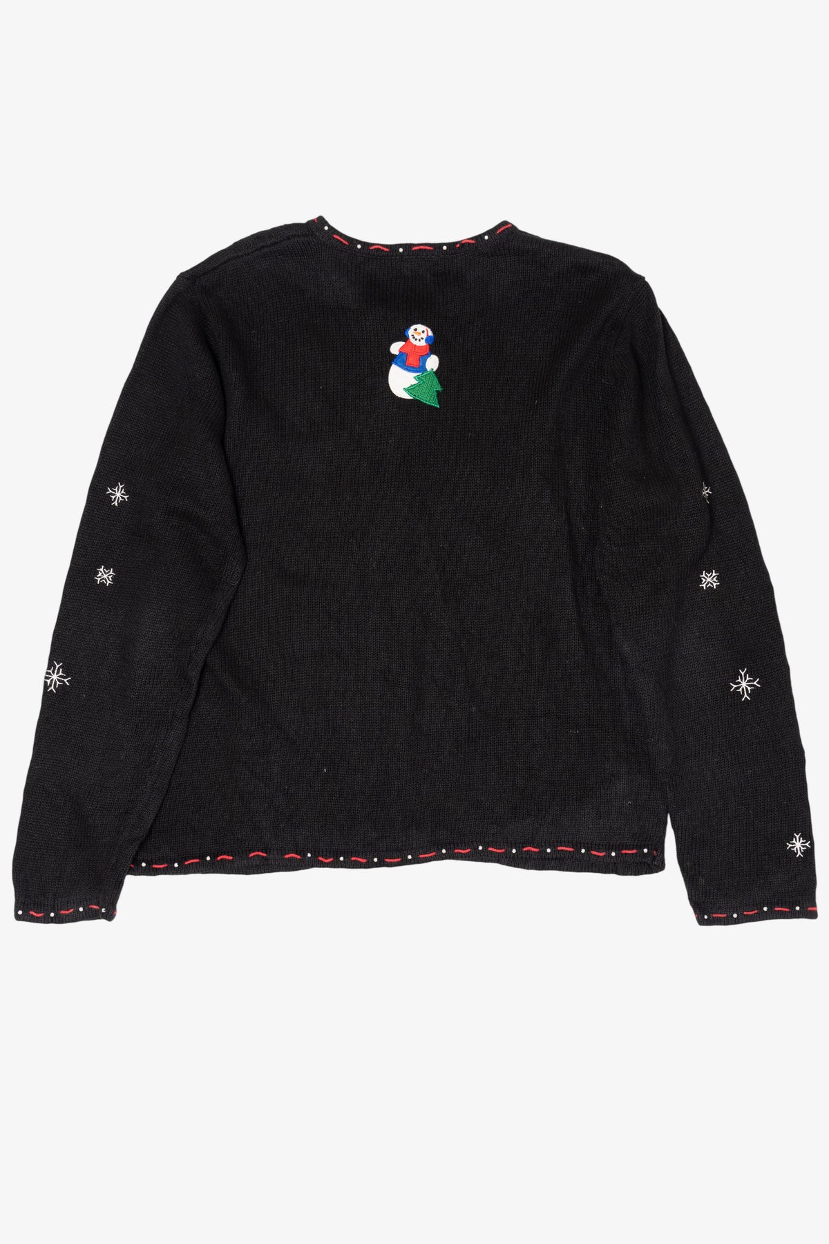 Vintage Black Designers Studio Original Snowmen Ugly Christmas Cardigan (1990s)