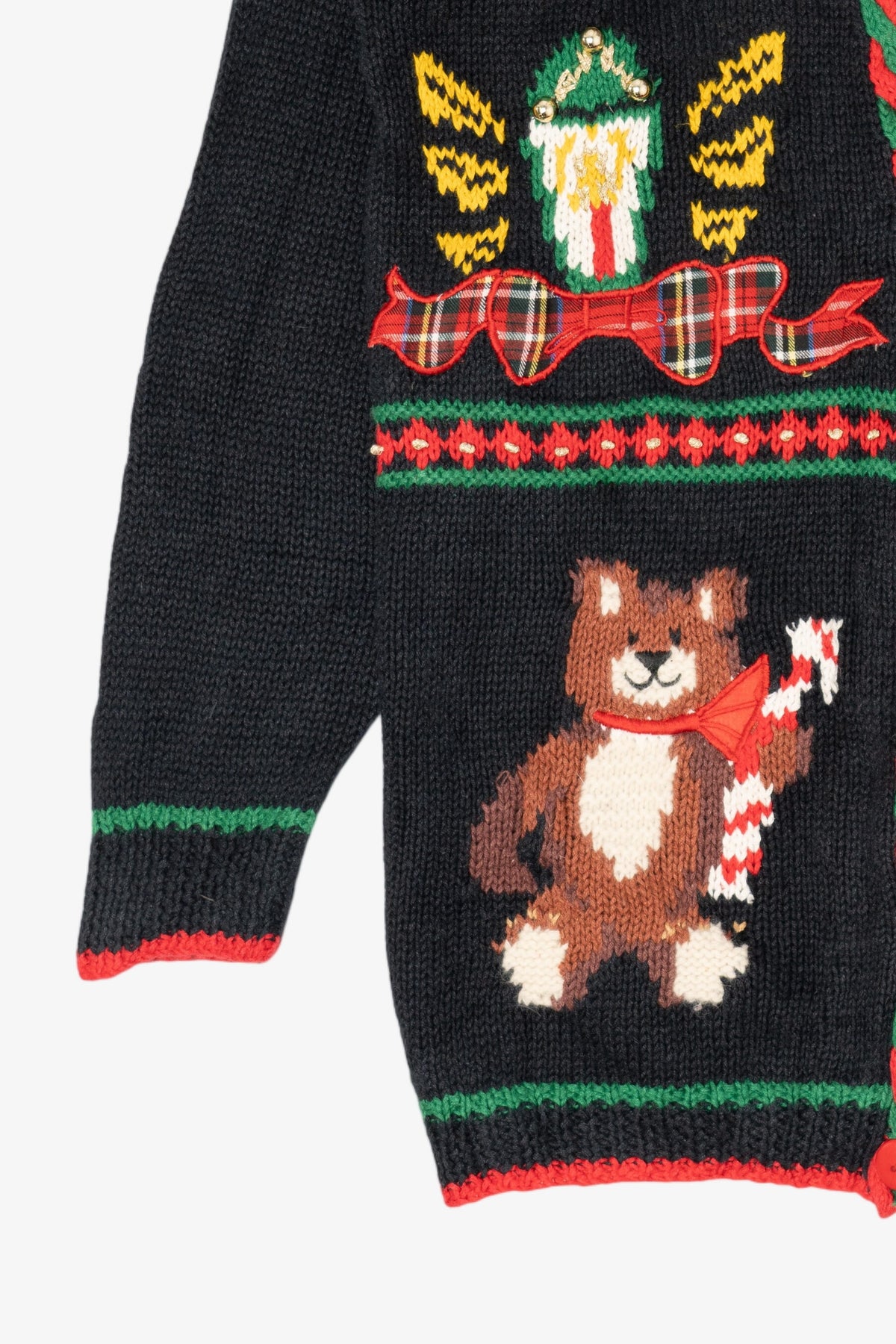 Vintage Hand Knit Black Marisa Christina Ugly Christmas Cardigan (1990s)