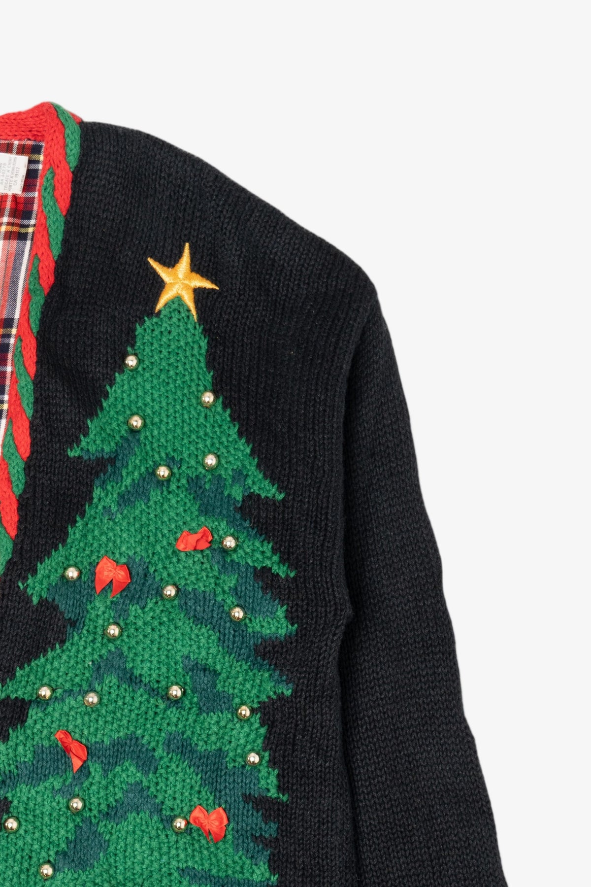 Vintage Hand Knit Black Marisa Christina Ugly Christmas Cardigan (1990s)