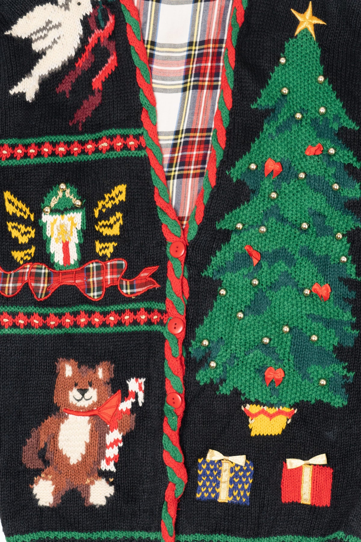 Vintage Hand Knit Black Marisa Christina Ugly Christmas Cardigan (1990s)