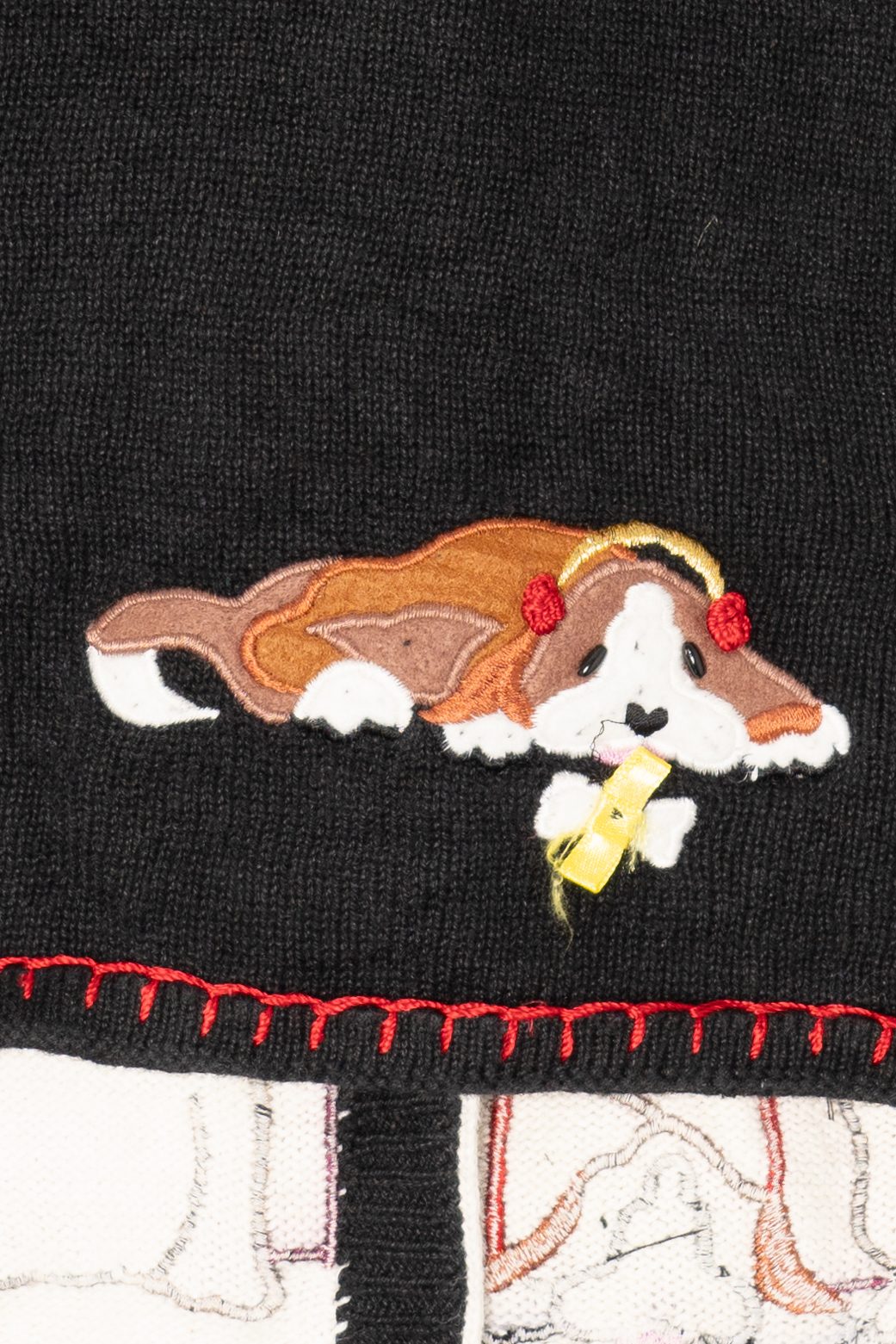 Vintage Black Arriviste Dogs Ugly Christmas Cardigan (1990s)