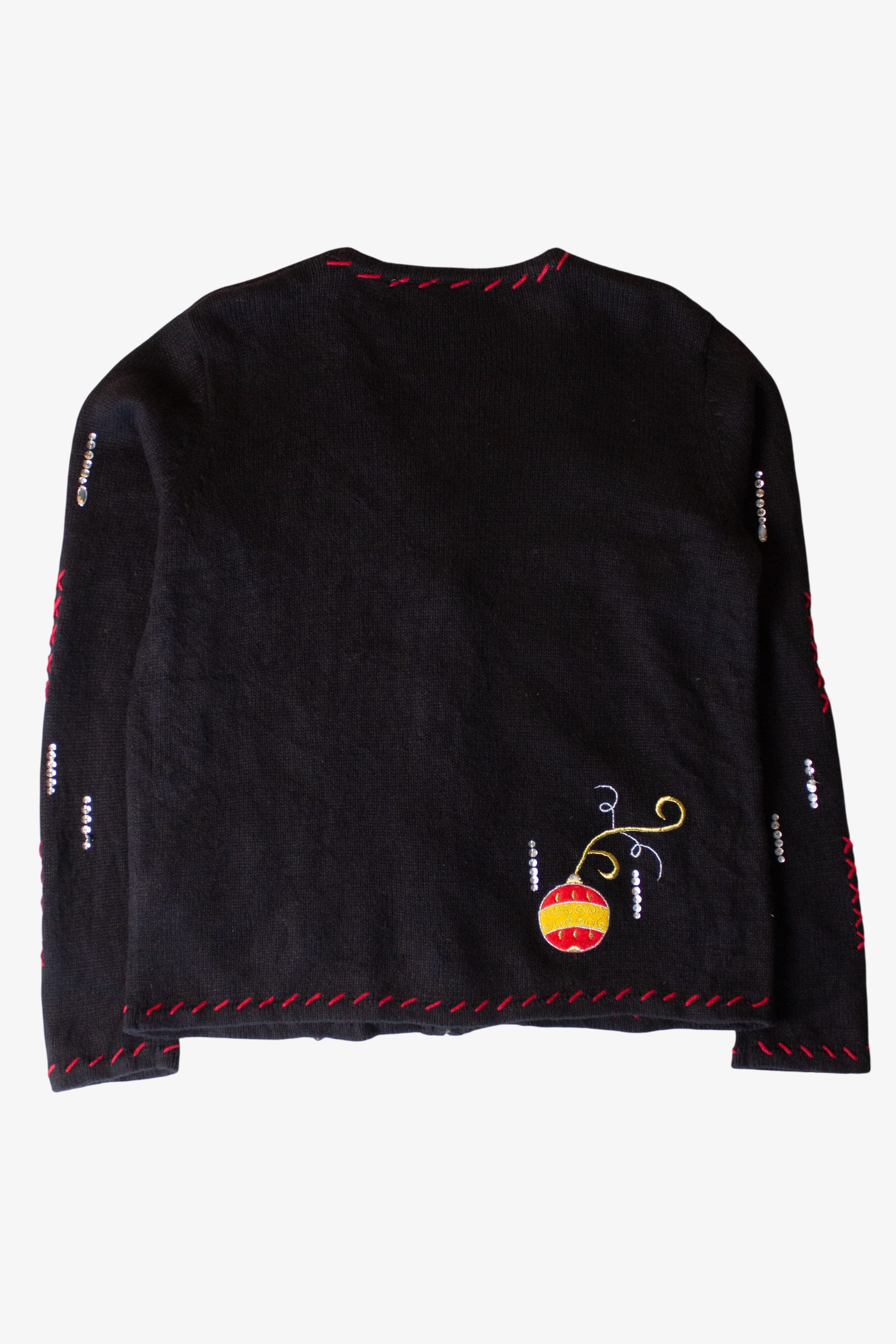 Vintage Black Ornaments Ugly Christmas Cardigan (2000s)