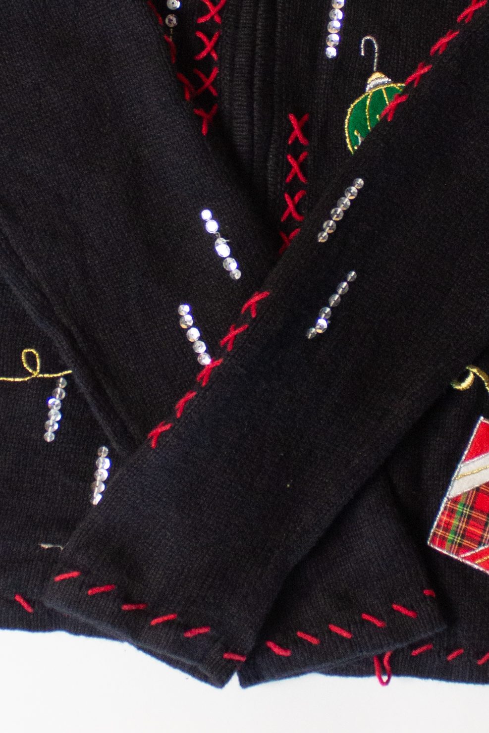 Vintage Black Ornaments Ugly Christmas Cardigan (2000s)