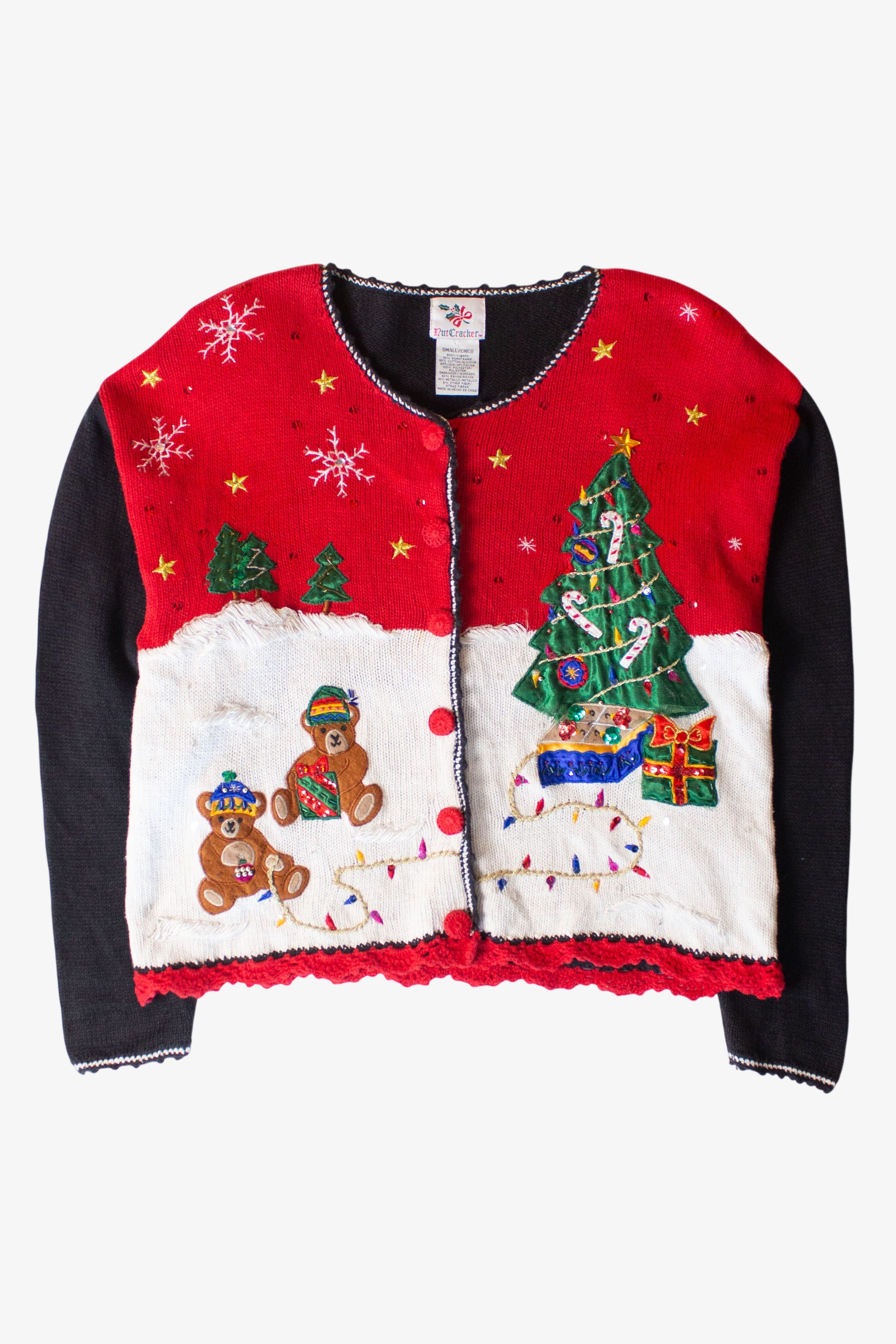 Vintage Bears and Tree Christmas Cardigan (1990s)