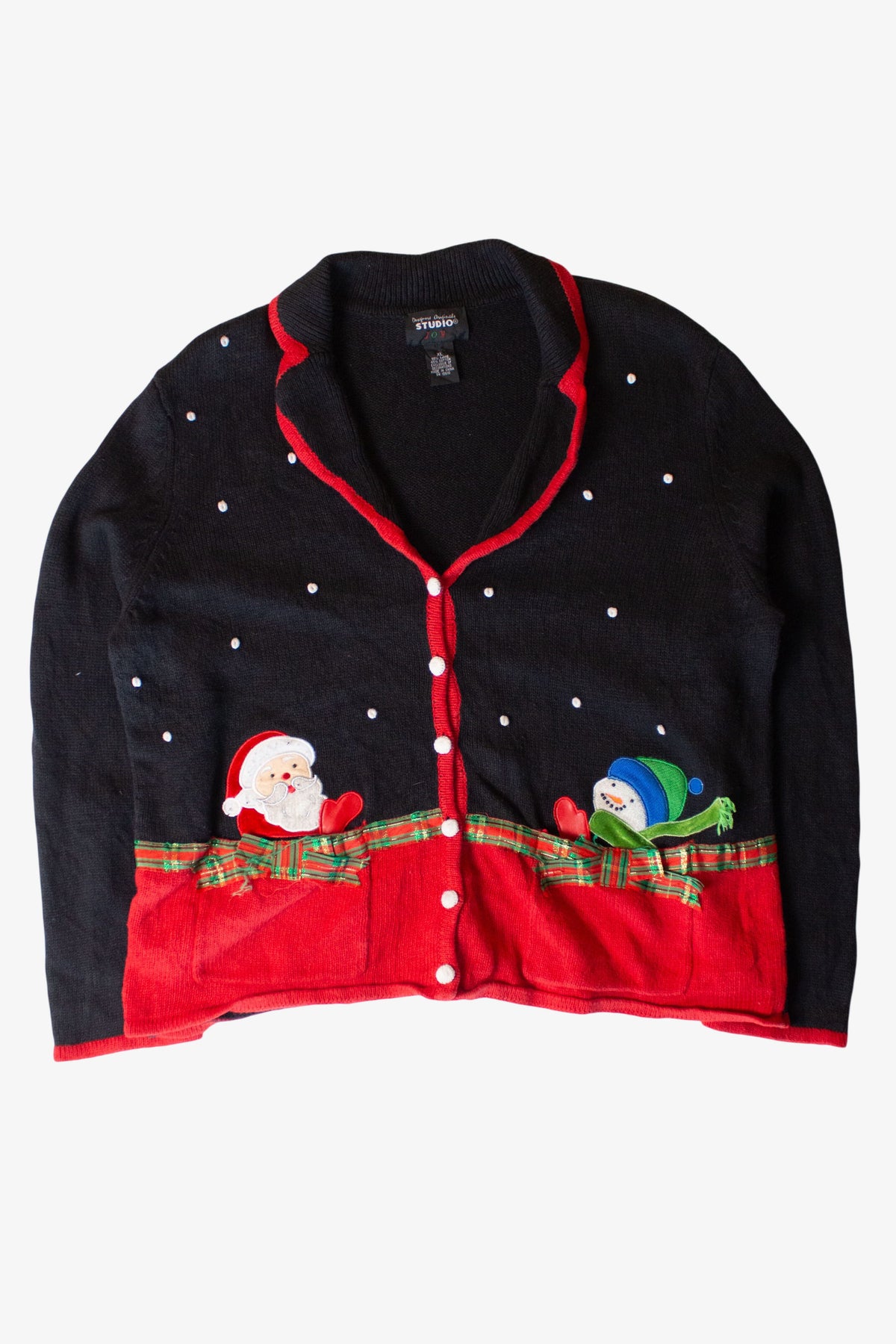 Vintage Santa Snowman Ugly Christmas Cardigan (2000s)