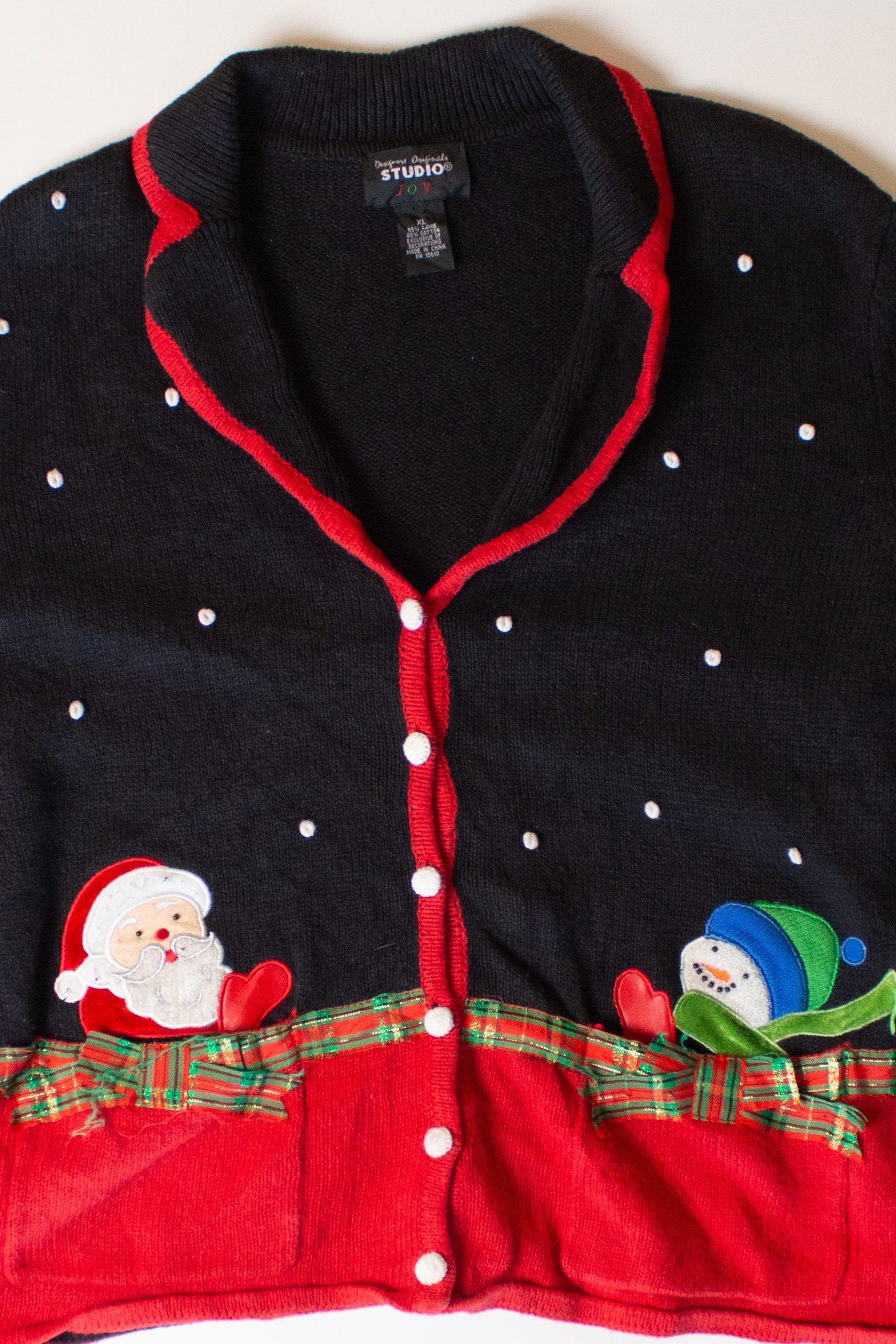 Vintage Santa Snowman Ugly Christmas Cardigan (2000s)