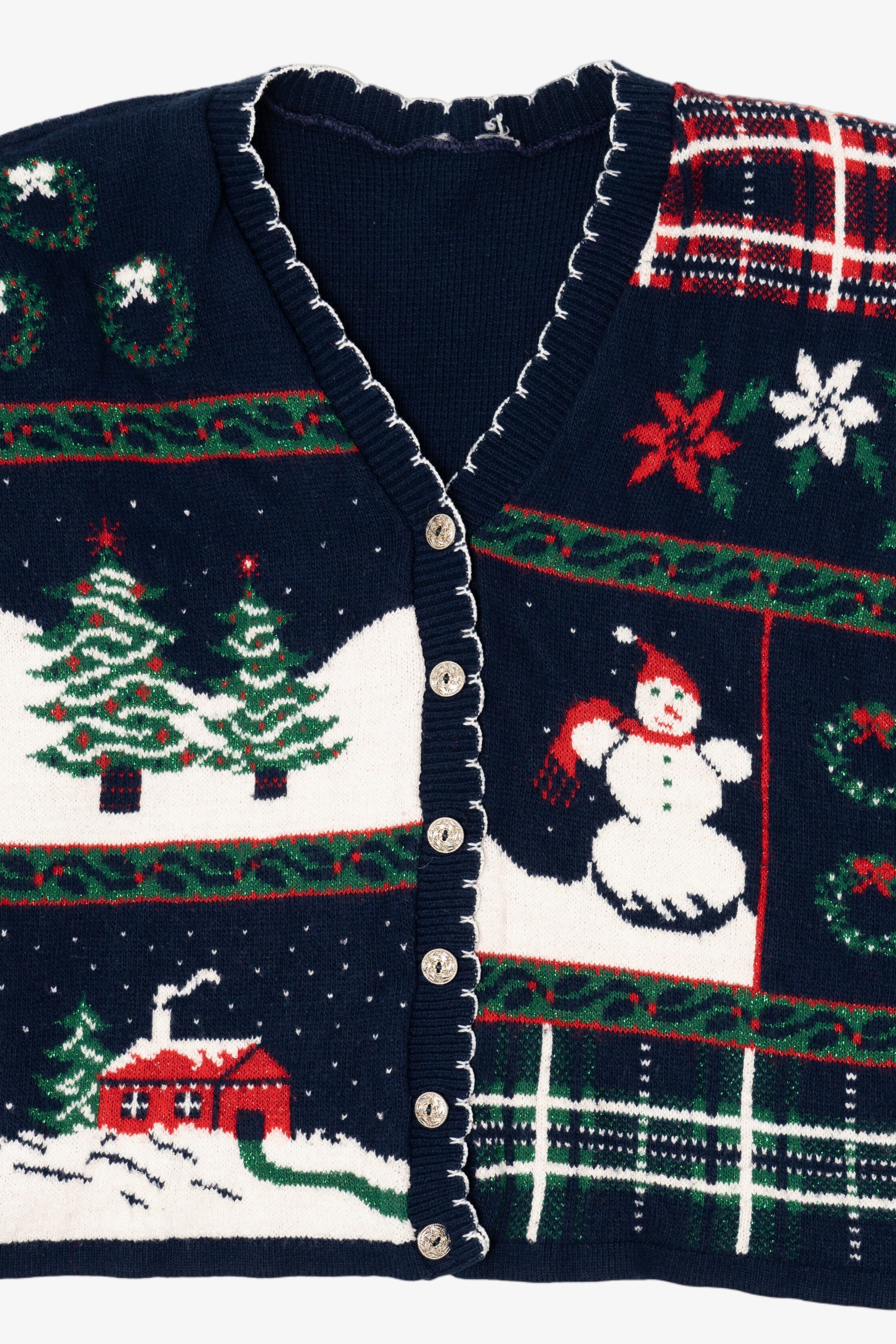 Vintage Navy Blue Ugly Christmas Cardigan (1990s)
