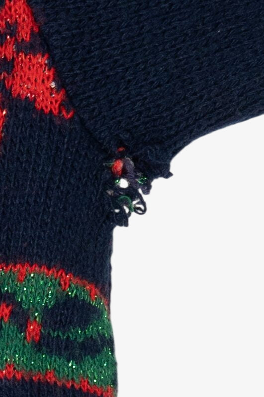Vintage Navy Blue Ugly Christmas Cardigan (1990s)