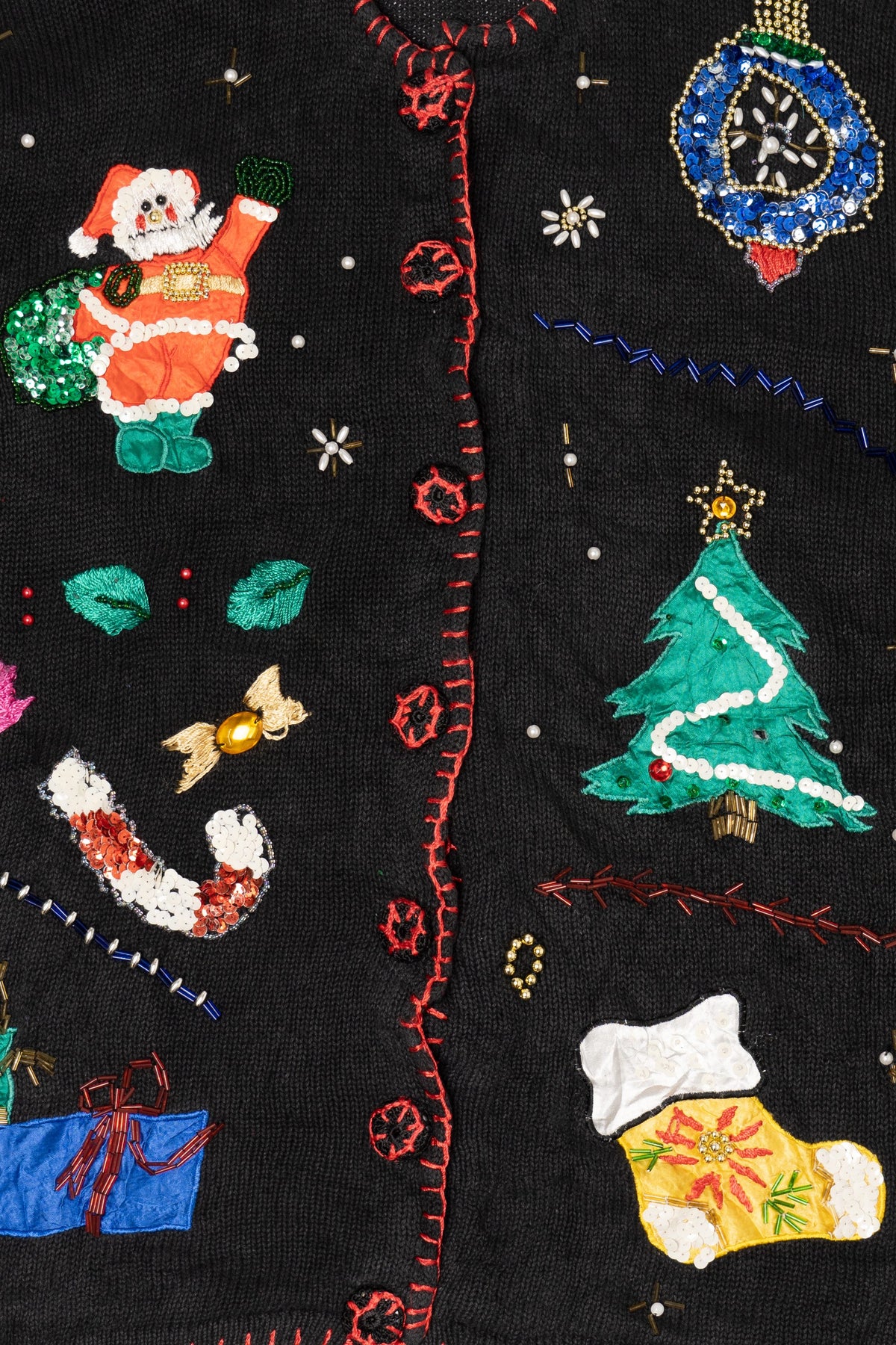 Vintage Black Victoria Women Ugly Christmas Cardigan (2000s)