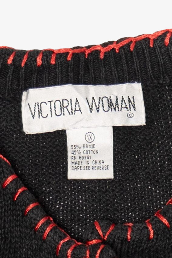 Vintage Black Victoria Women Ugly Christmas Cardigan (2000s)