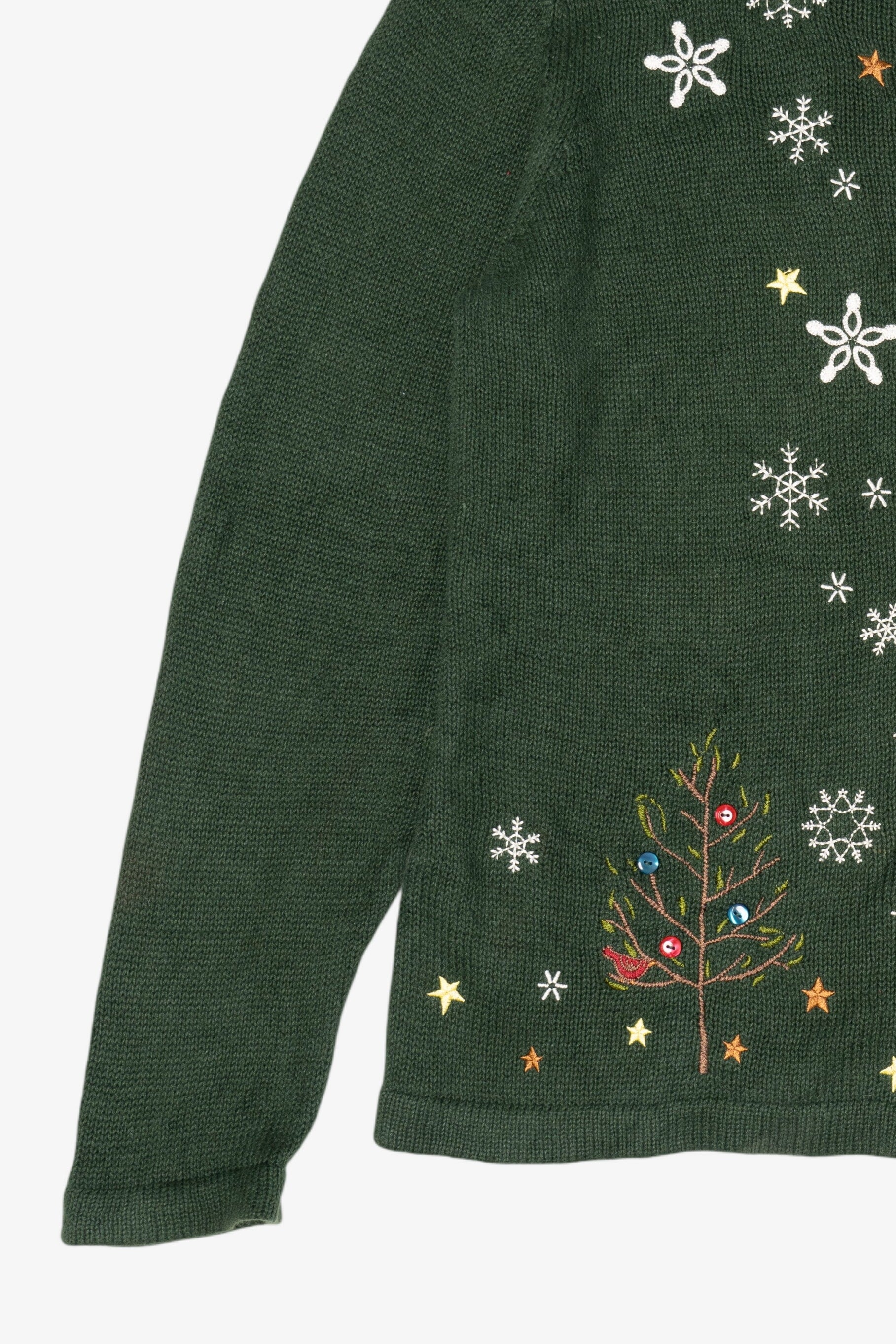 Green Christopher & Banks Santa Ugly Christmas Cardigan (2010s)