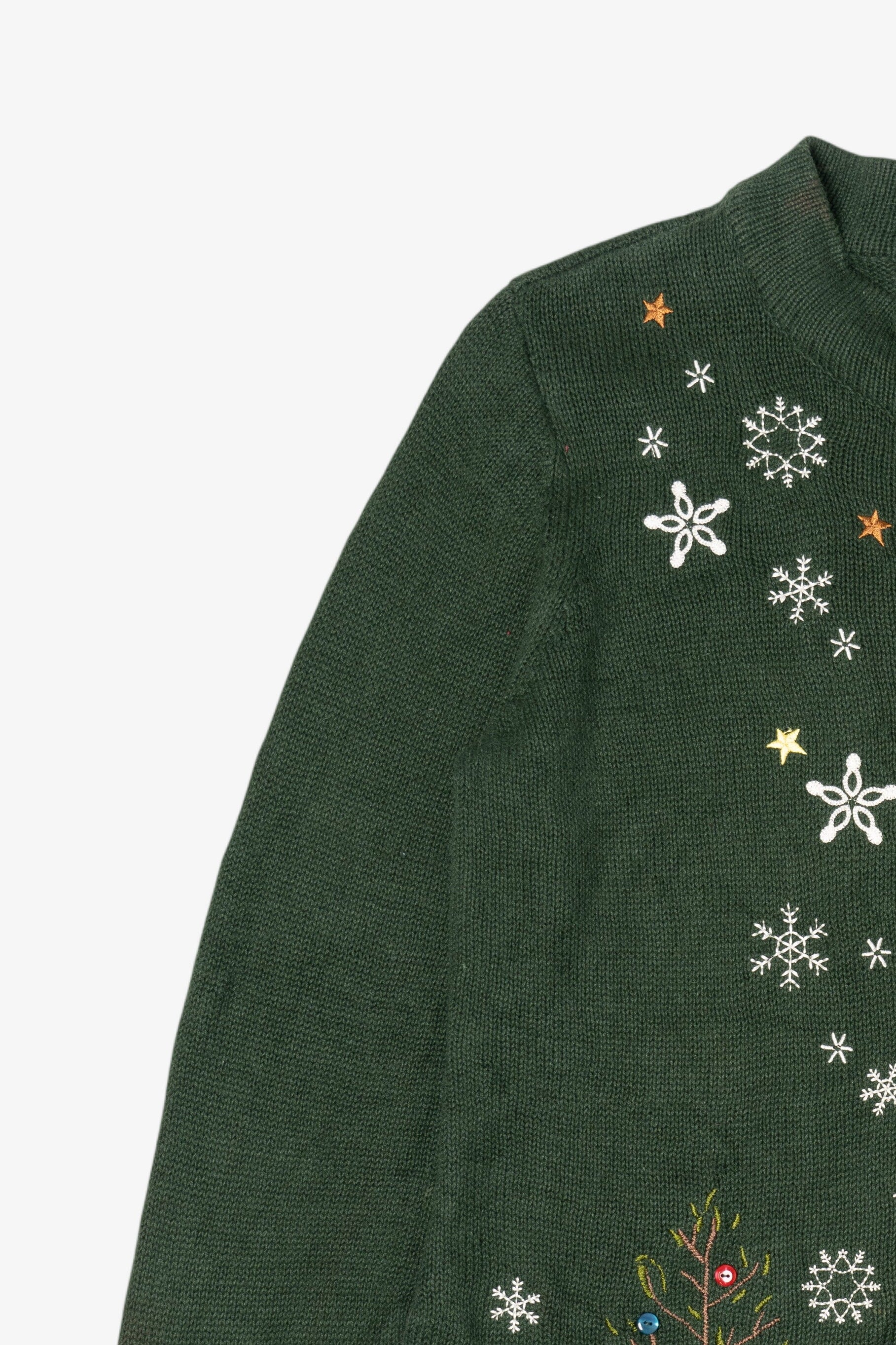 Green Christopher & Banks Santa Ugly Christmas Cardigan (2010s)