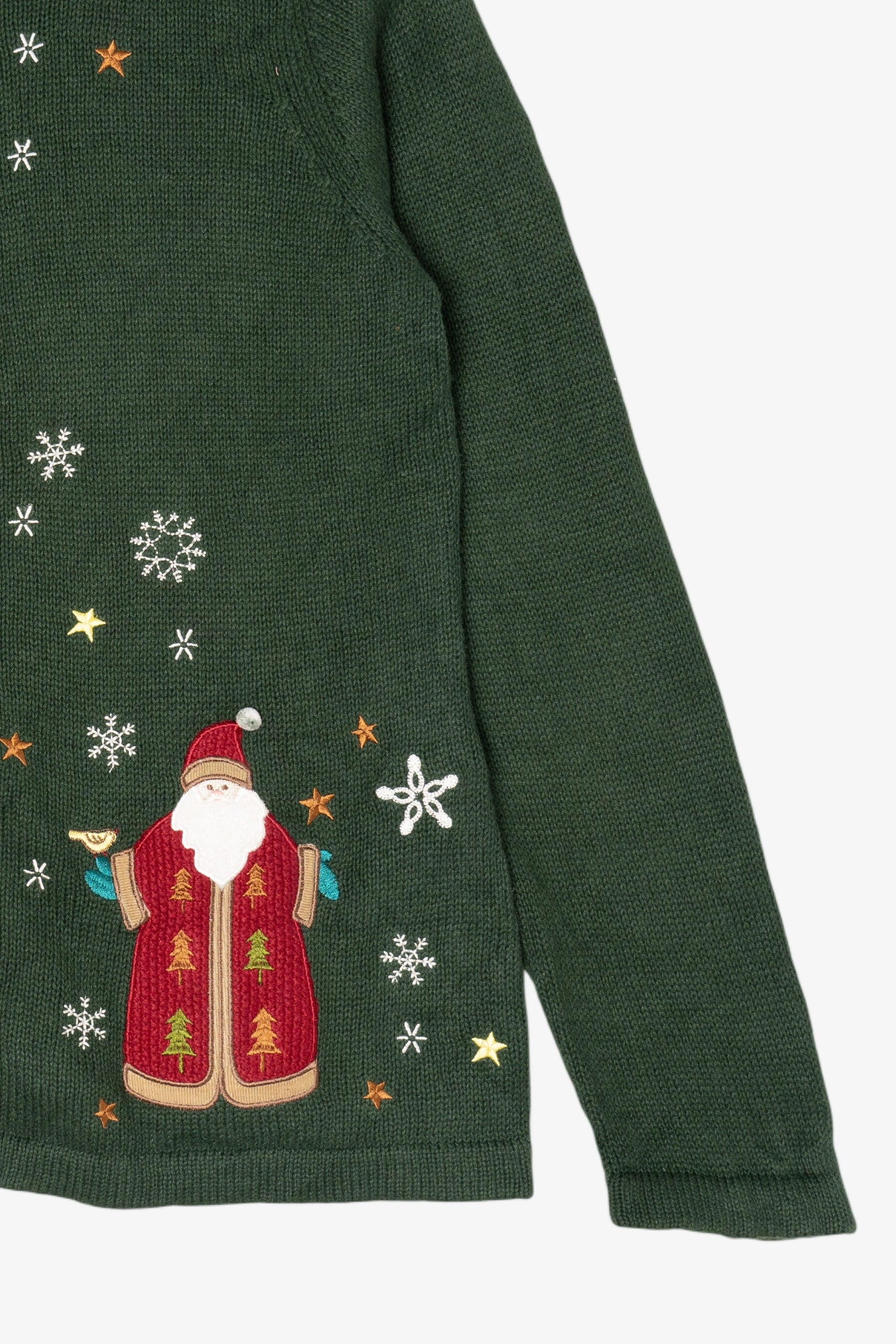 Green Christopher & Banks Santa Ugly Christmas Cardigan (2010s)