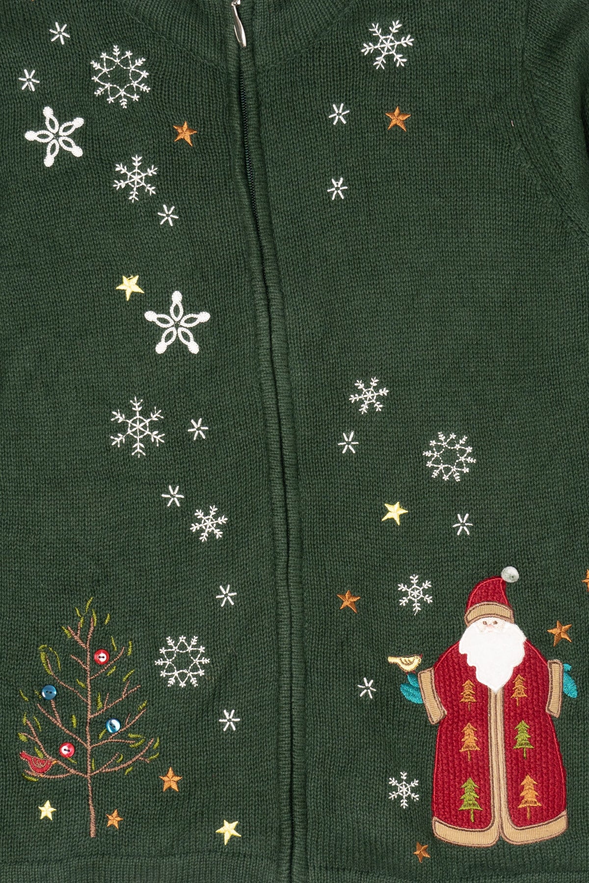 Green Christopher & Banks Santa Ugly Christmas Cardigan (2010s)