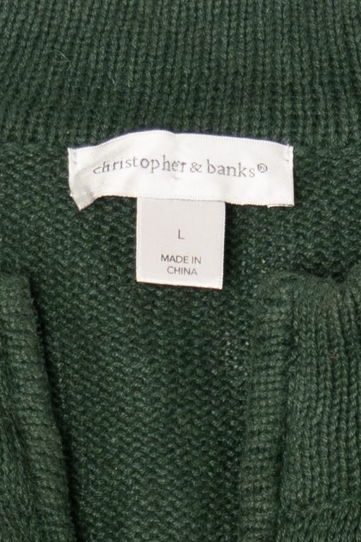 Green Christopher & Banks Santa Ugly Christmas Cardigan (2010s)