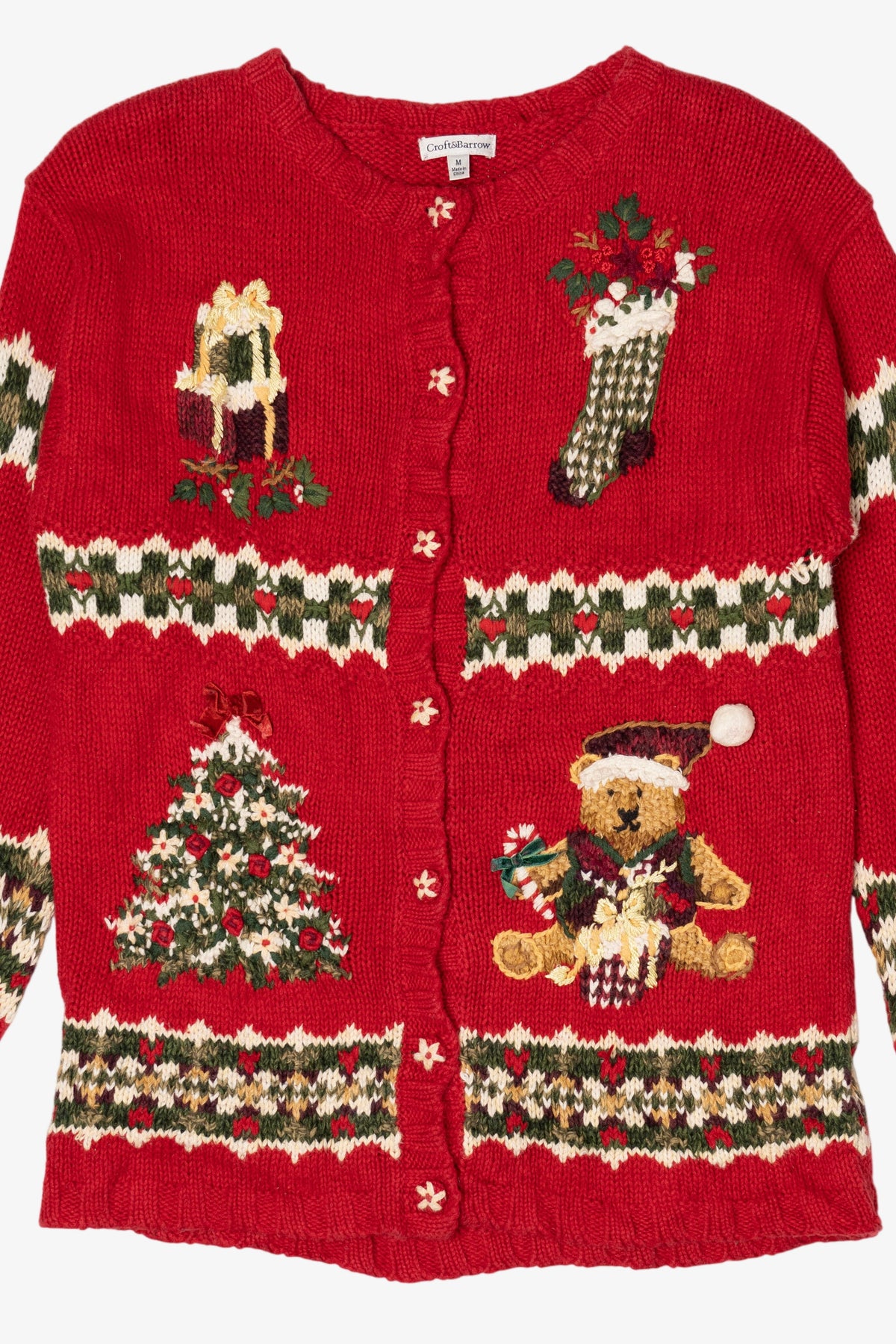 Vintage Red Croft & Barrow Ugly Christmas Cardigan (2000s)