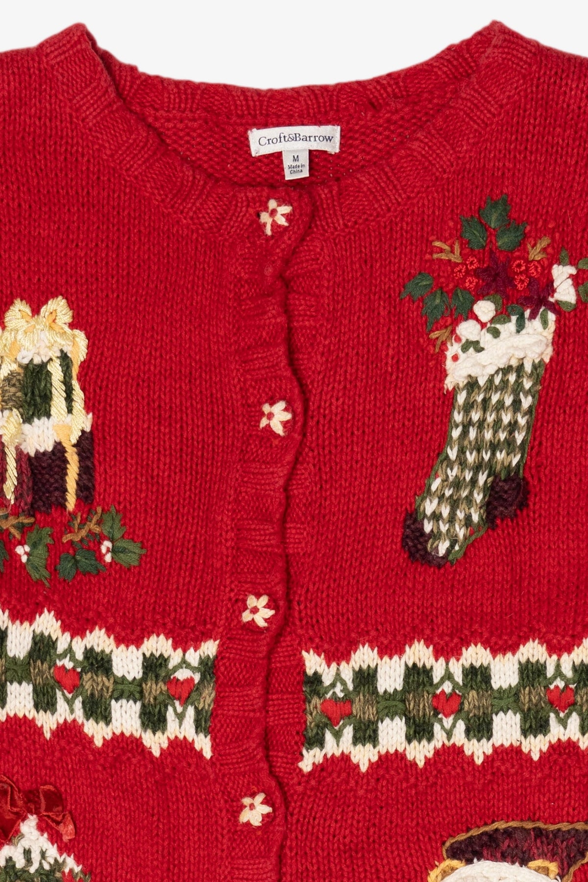 Vintage Red Croft & Barrow Ugly Christmas Cardigan (2000s)