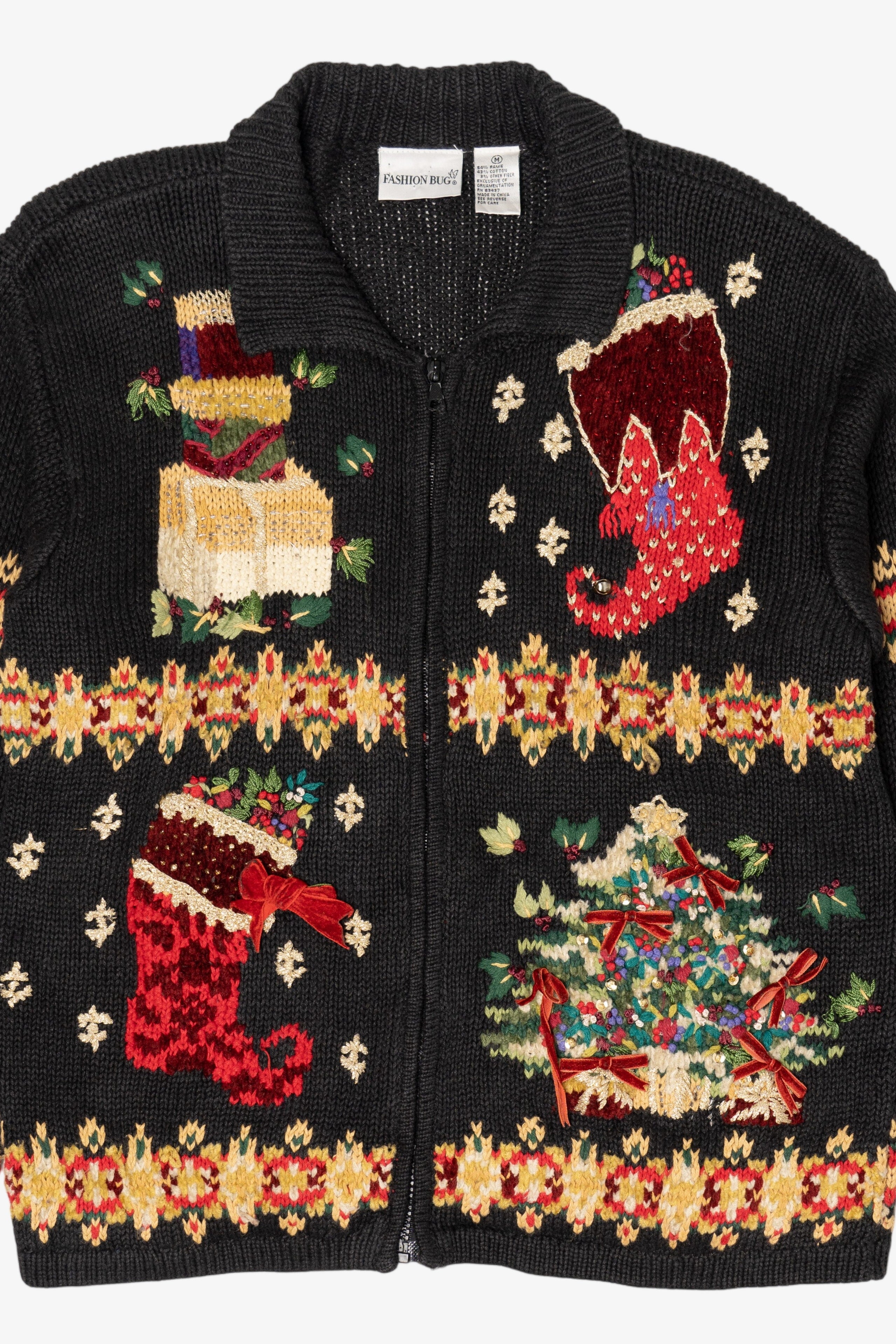 Vintage Black Fashion Bug Ugly Christmas Cardigan (1990s)