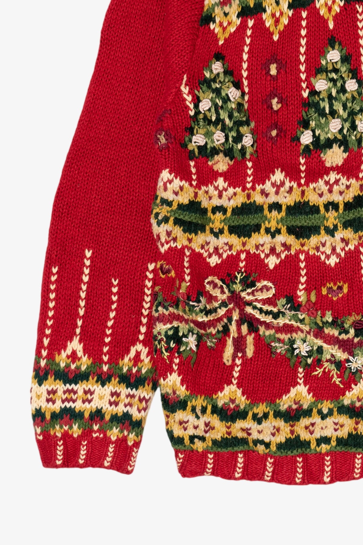 Vintage Red Tiara International Trees Ugly Christmas Cardigan (1990s)
