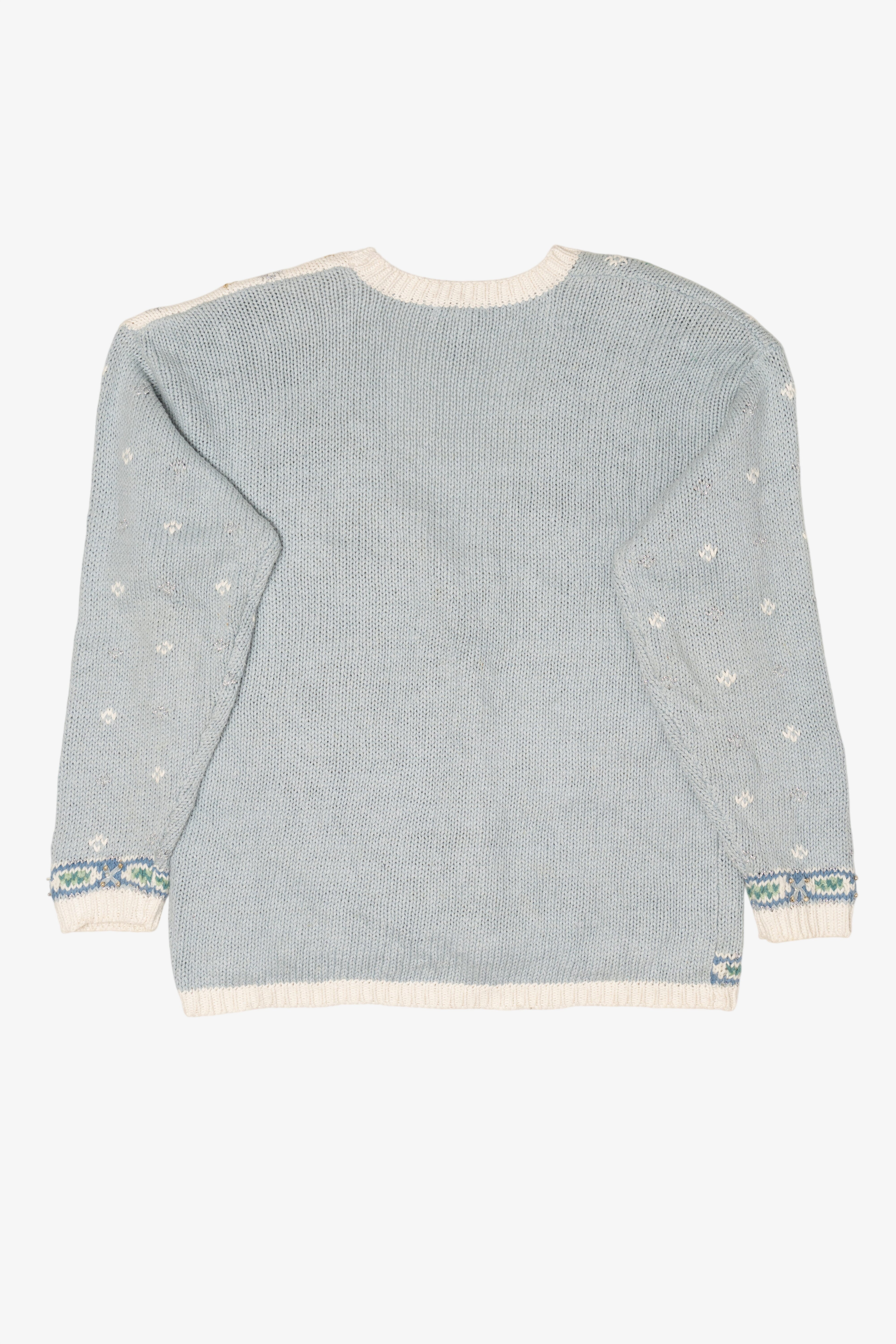 Vintage Light Blue Gallagher Santa Ugly Christmas Cardigan (1990s)