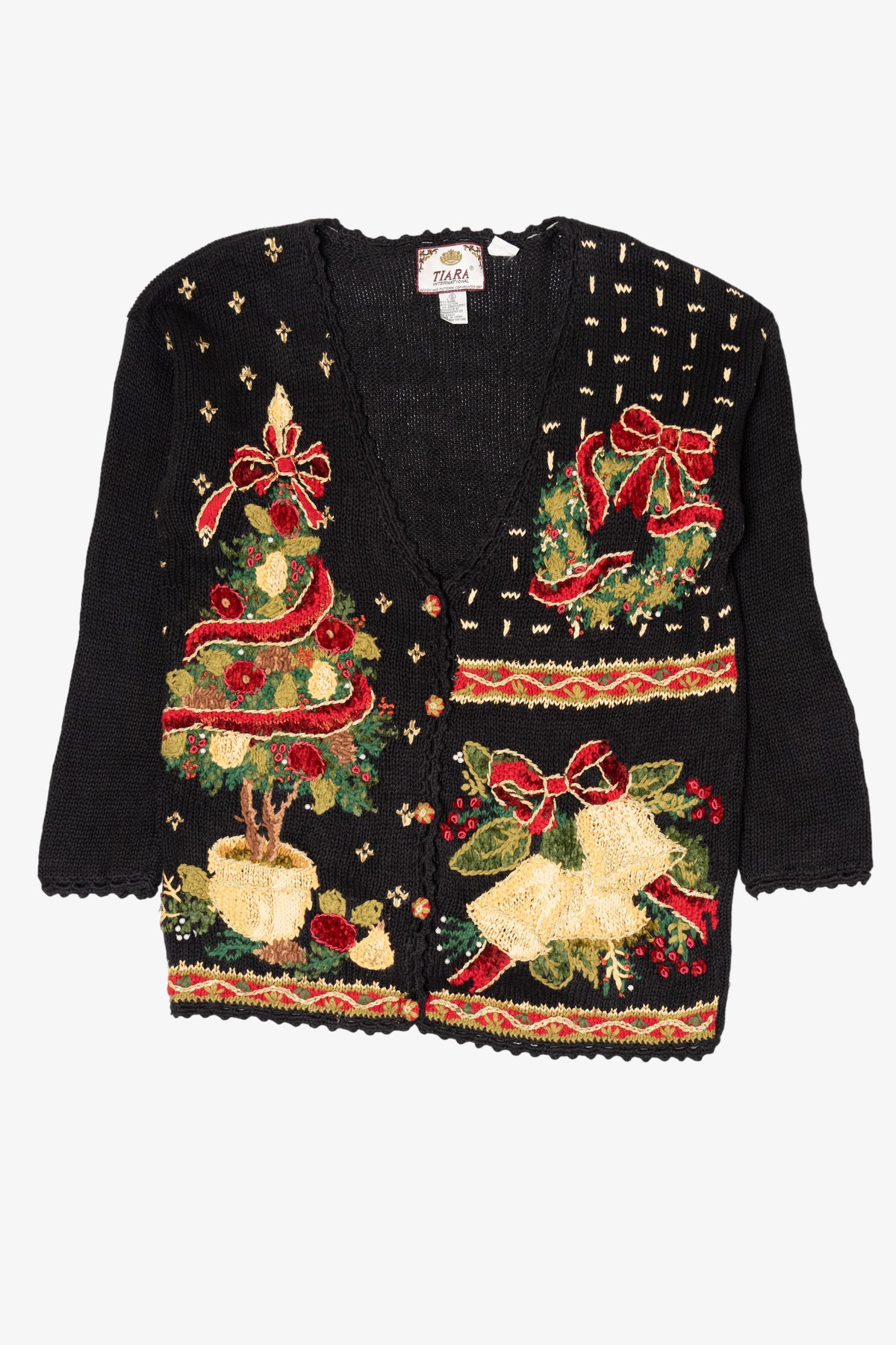 Vintage Black Tiara International Ugly Christmas Cardigan (1990s)