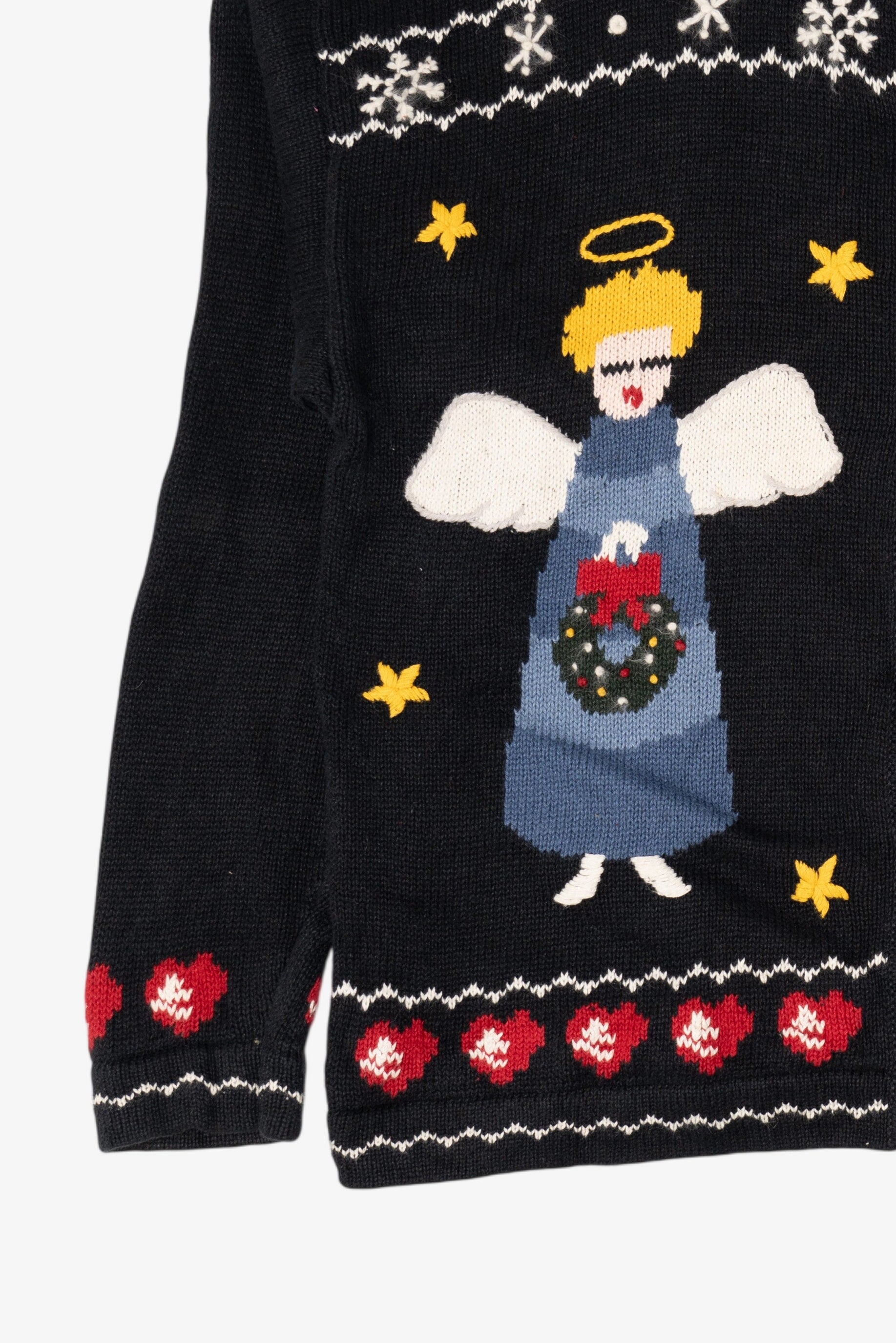 Vintage Black Nutcracker Angels Ugly Christmas Cardigan (1990s)