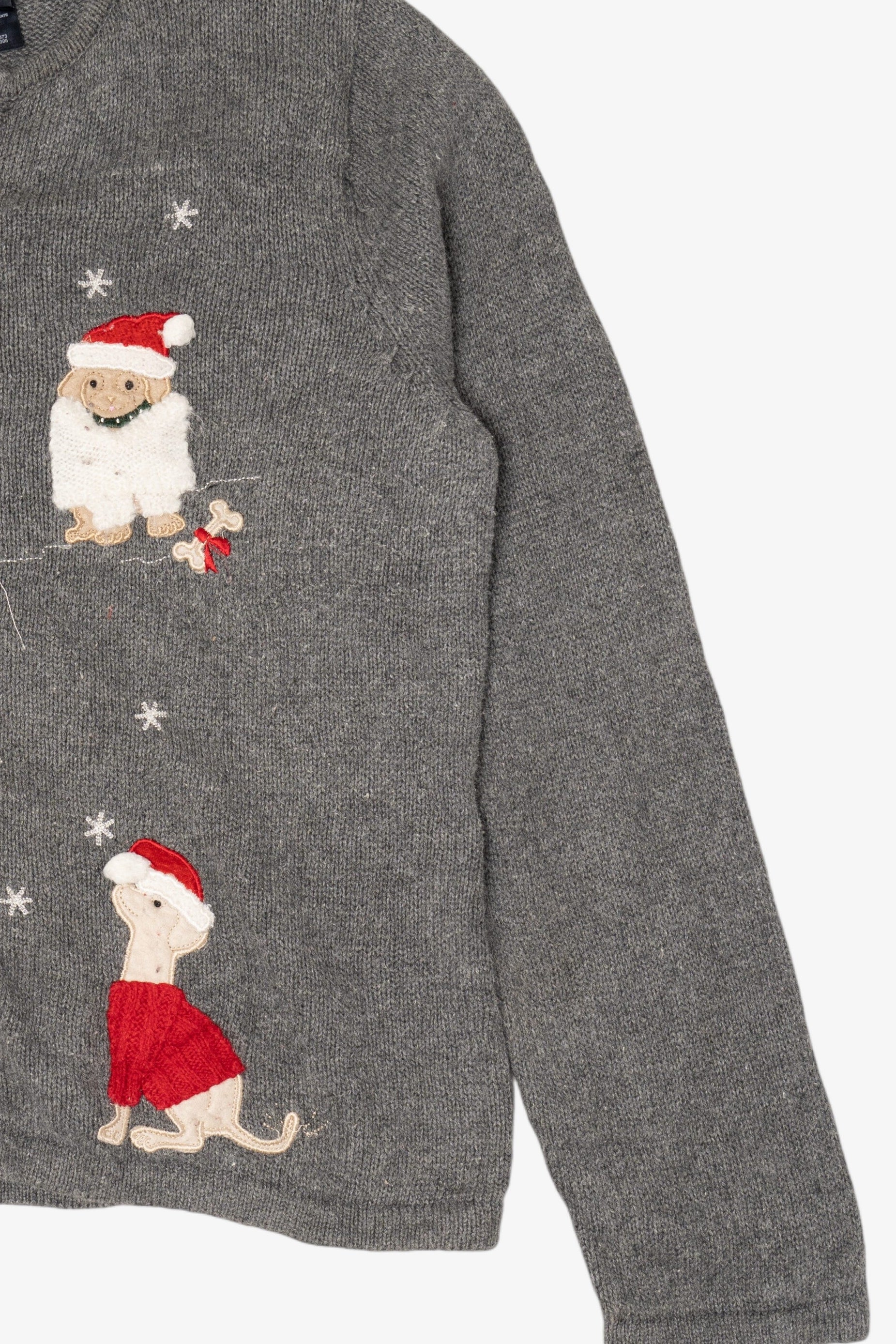 Vintage Gray Crazy Horse Dogs Ugly Christmas Cardigan (2000s)