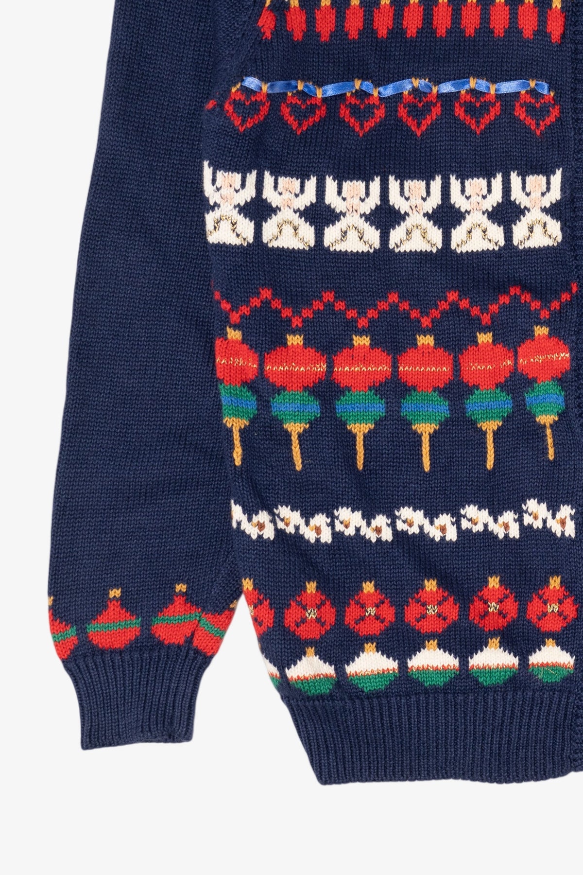 Vintage Navy Blue Susan Bristol Ugly Christmas Cardigan (1990s)