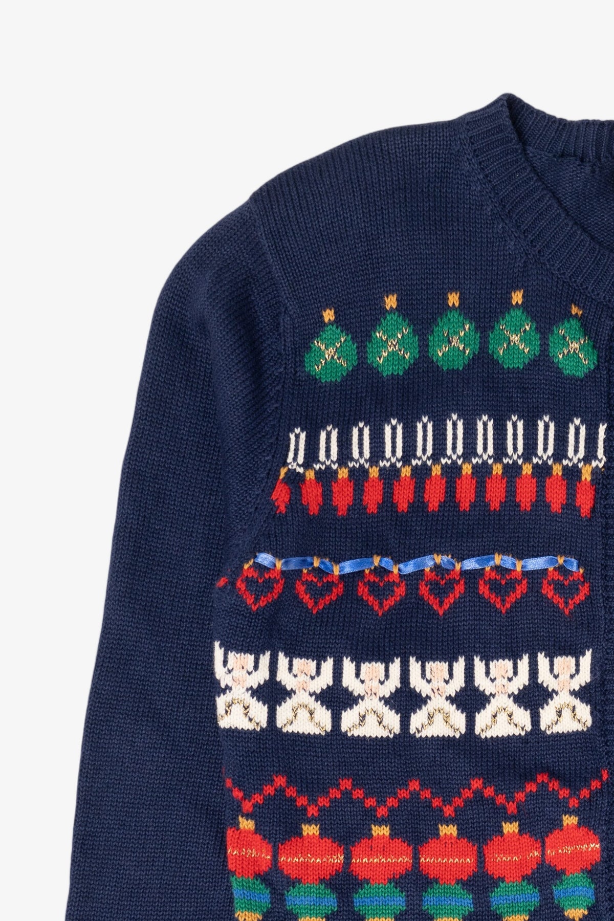 Vintage Navy Blue Susan Bristol Ugly Christmas Cardigan (1990s)