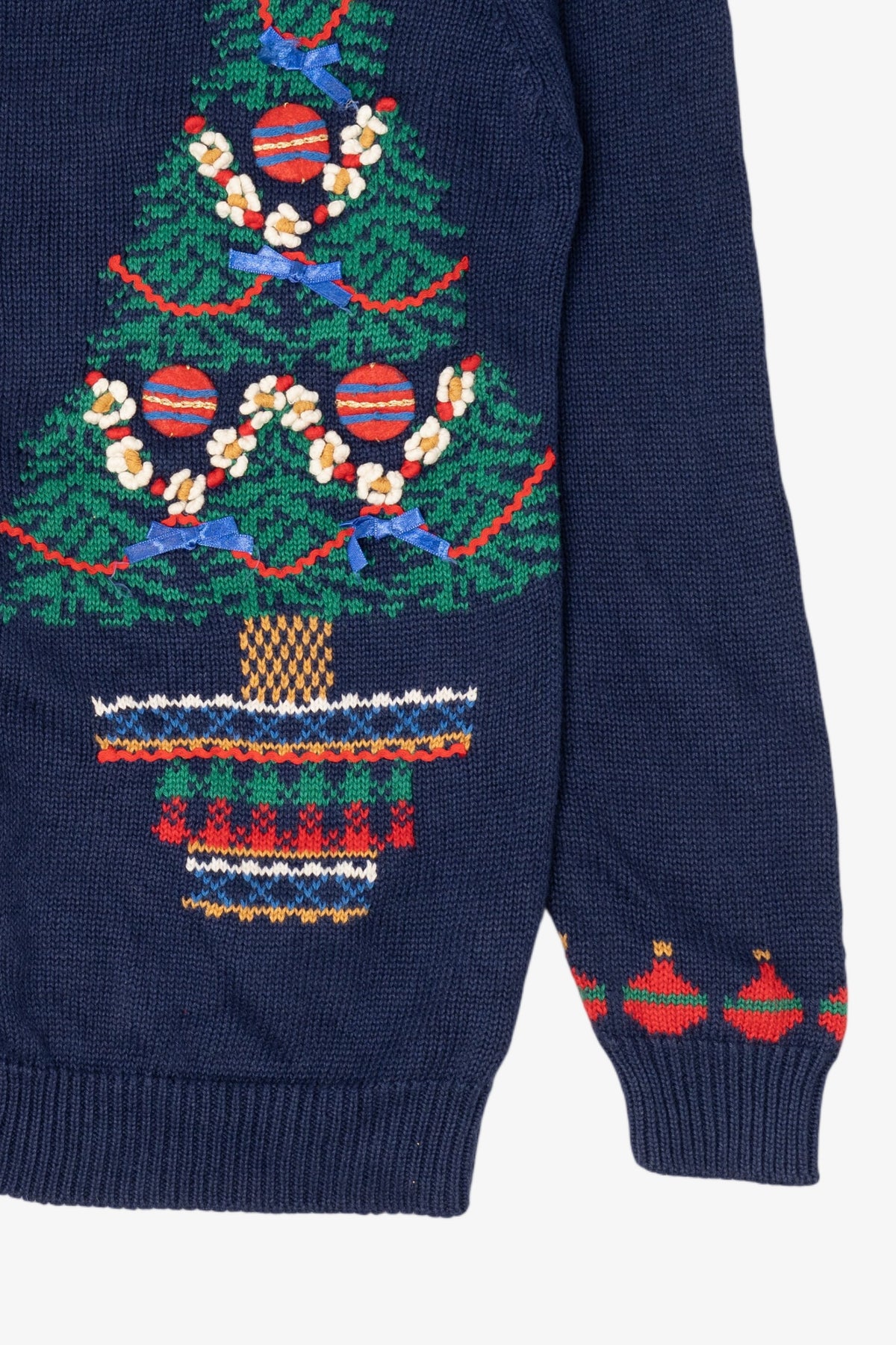 Vintage Navy Blue Susan Bristol Ugly Christmas Cardigan (1990s)