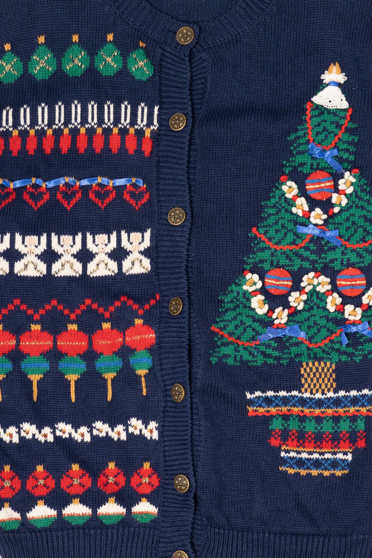 Vintage Navy Blue Susan Bristol Ugly Christmas Cardigan (1990s)