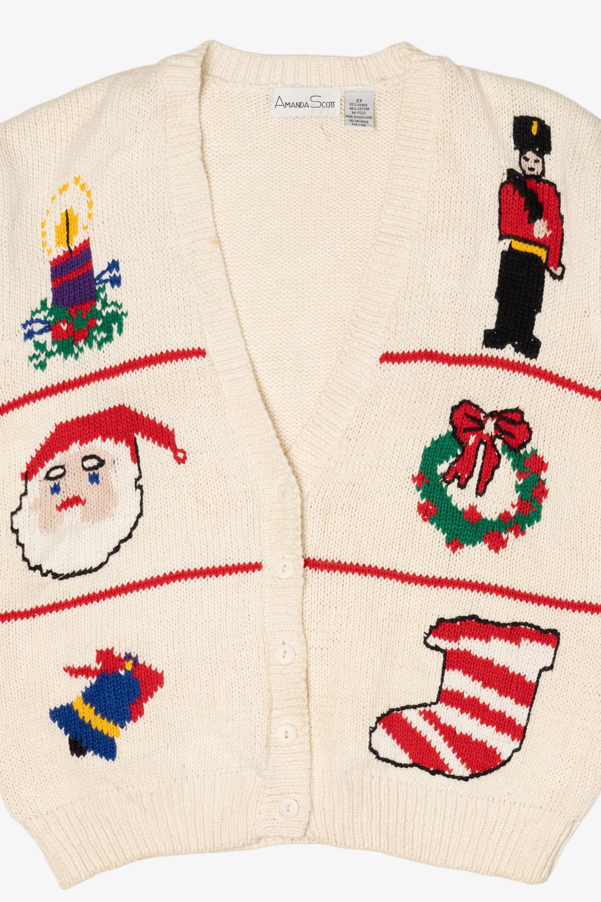 Vintage White Amanda Scott Ugly Christmas Cardigan (1990s)