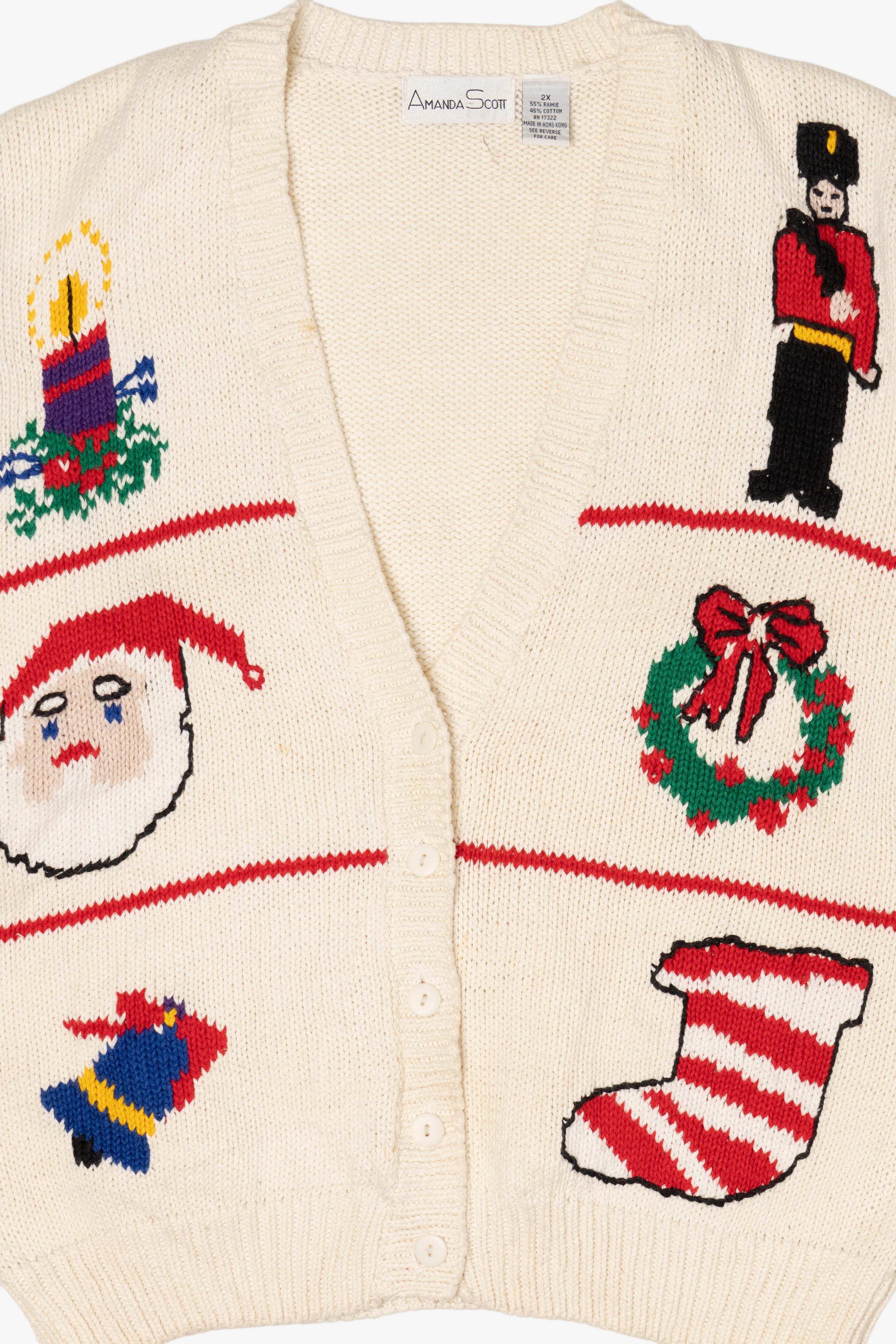 Vintage White Amanda Scott Ugly Christmas Cardigan (1990s)