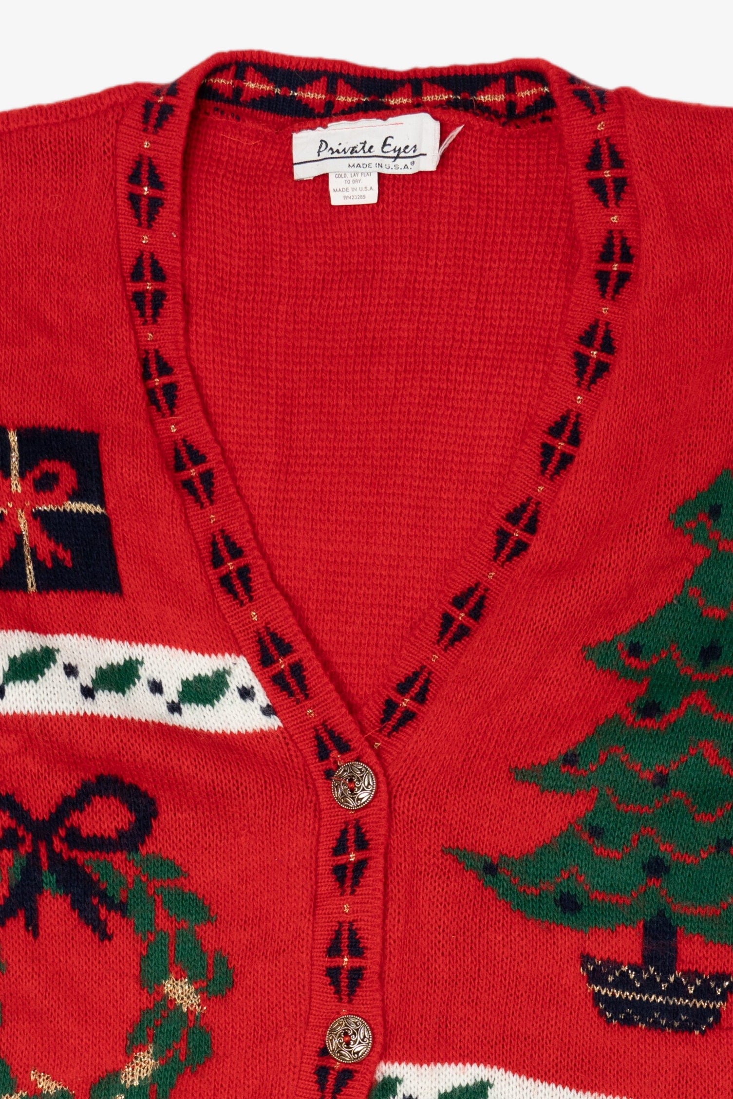 Vintage Red Private Eyes Ugly Christmas Pullover (1990s)