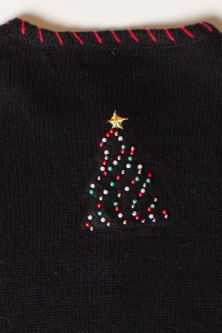 Vintage Beaded Trees Ugly Christmas Cardigan (1990s)