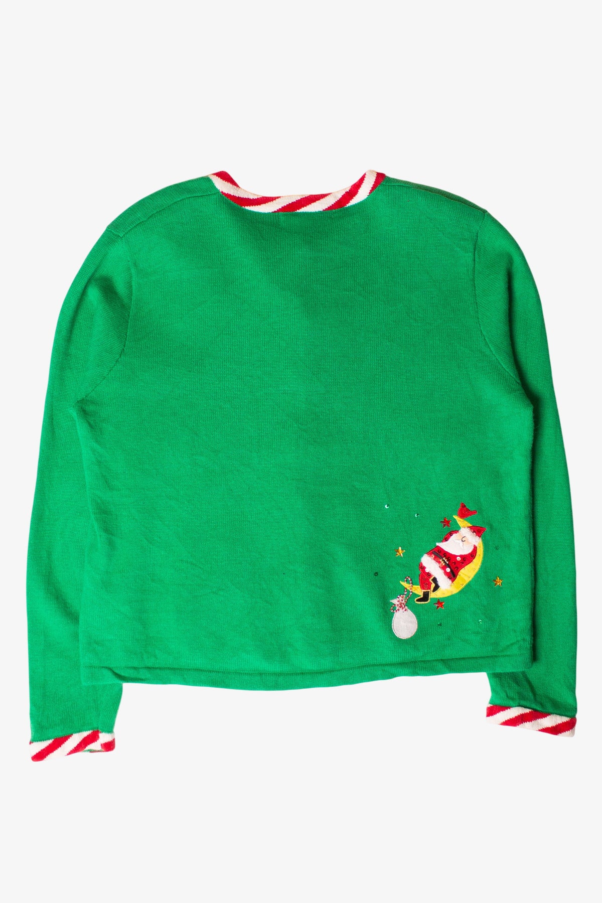 Vintage Green Santas Ugly Christmas Cardigan (1990s)
