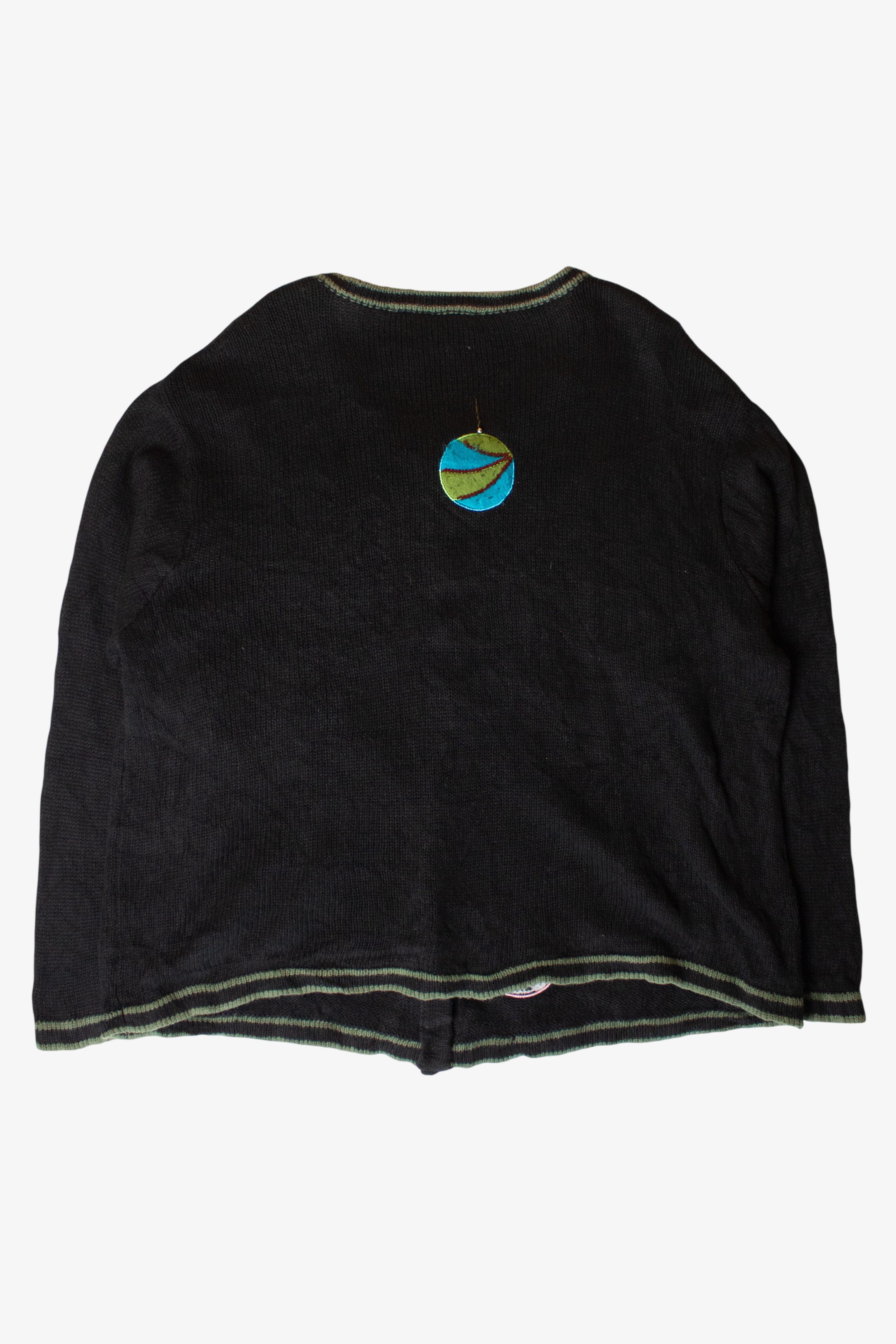 Vintage Black Ornaments Ugly Christmas Cardigan (1990s)