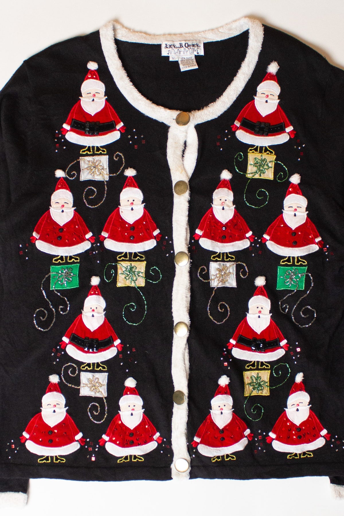Vintage Santa Pyramids Ugly Christmas Cardigan (1990s)