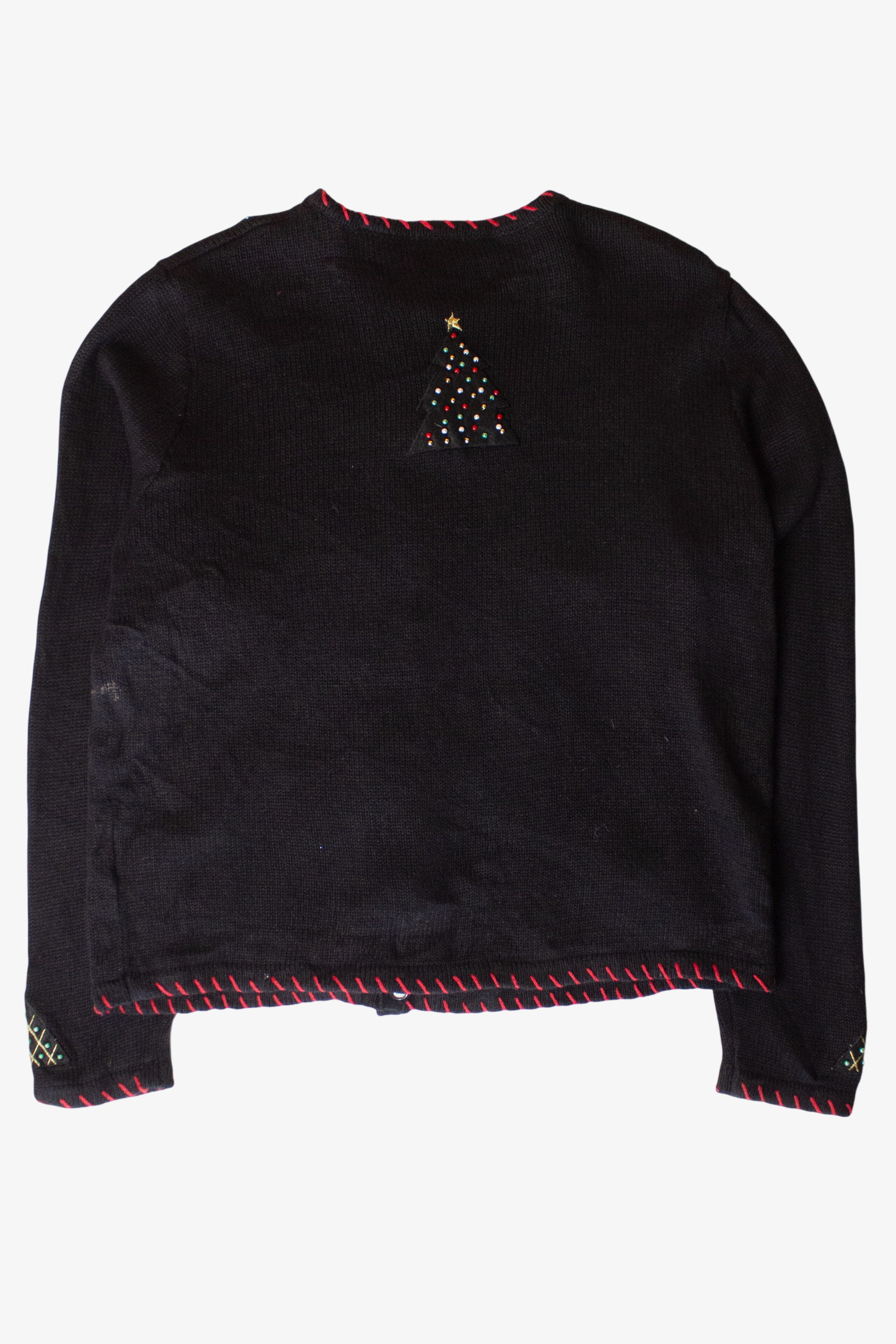 Vintage Beaded Trees Christmas Cardigan (1990s)