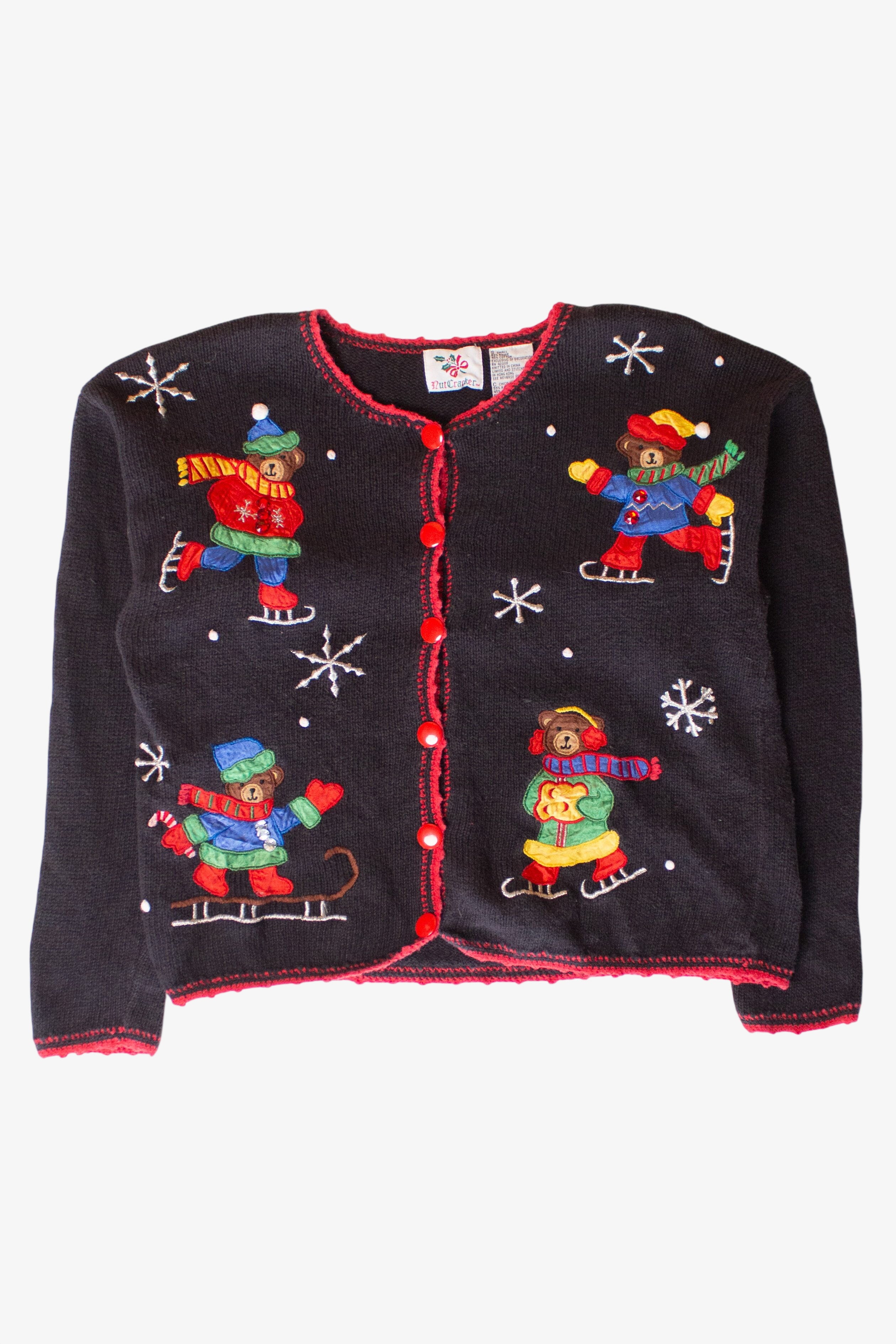 Vintage Skating Bears Christmas Cardigan (1990s)