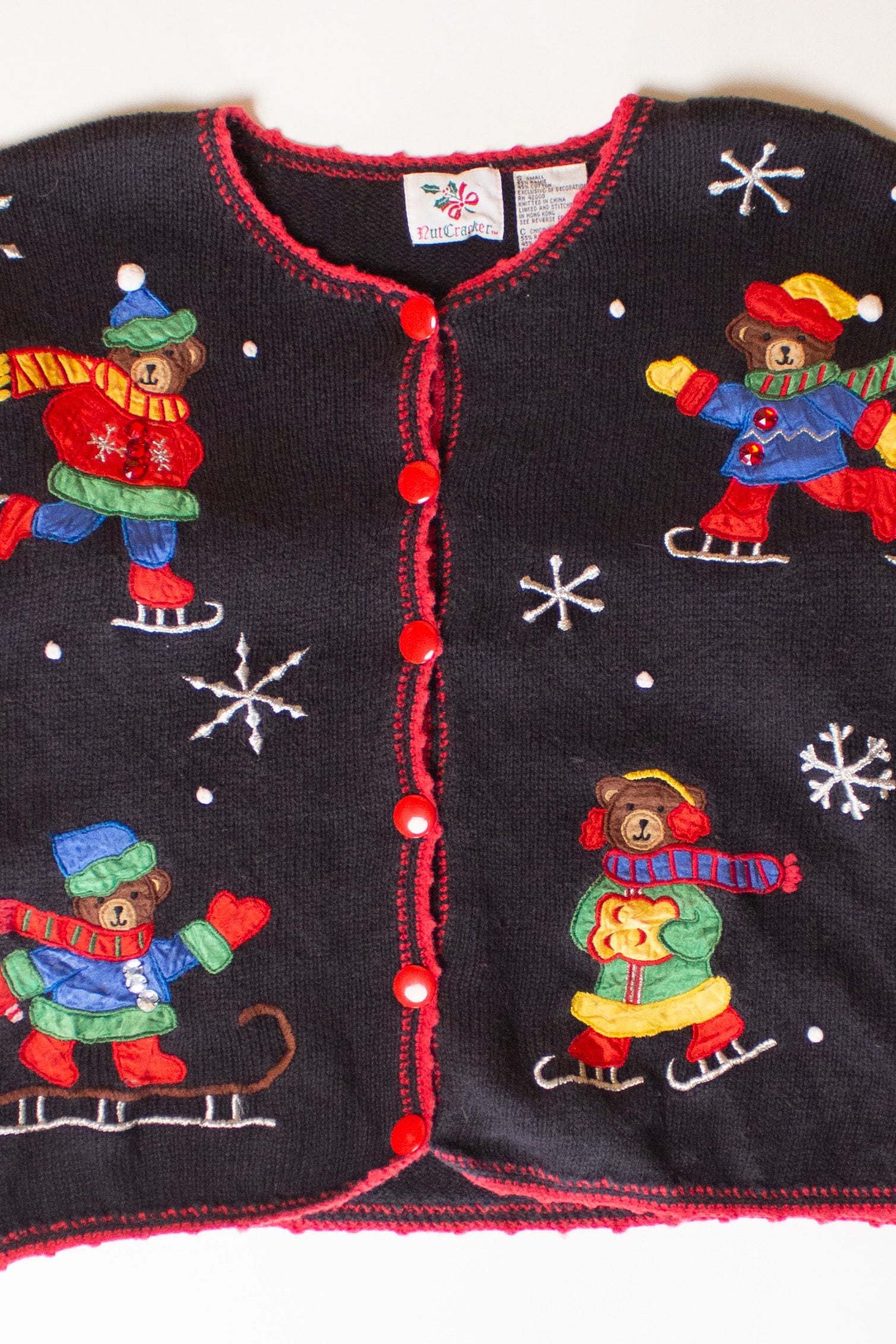 Vintage Skating Bears Christmas Cardigan (1990s)