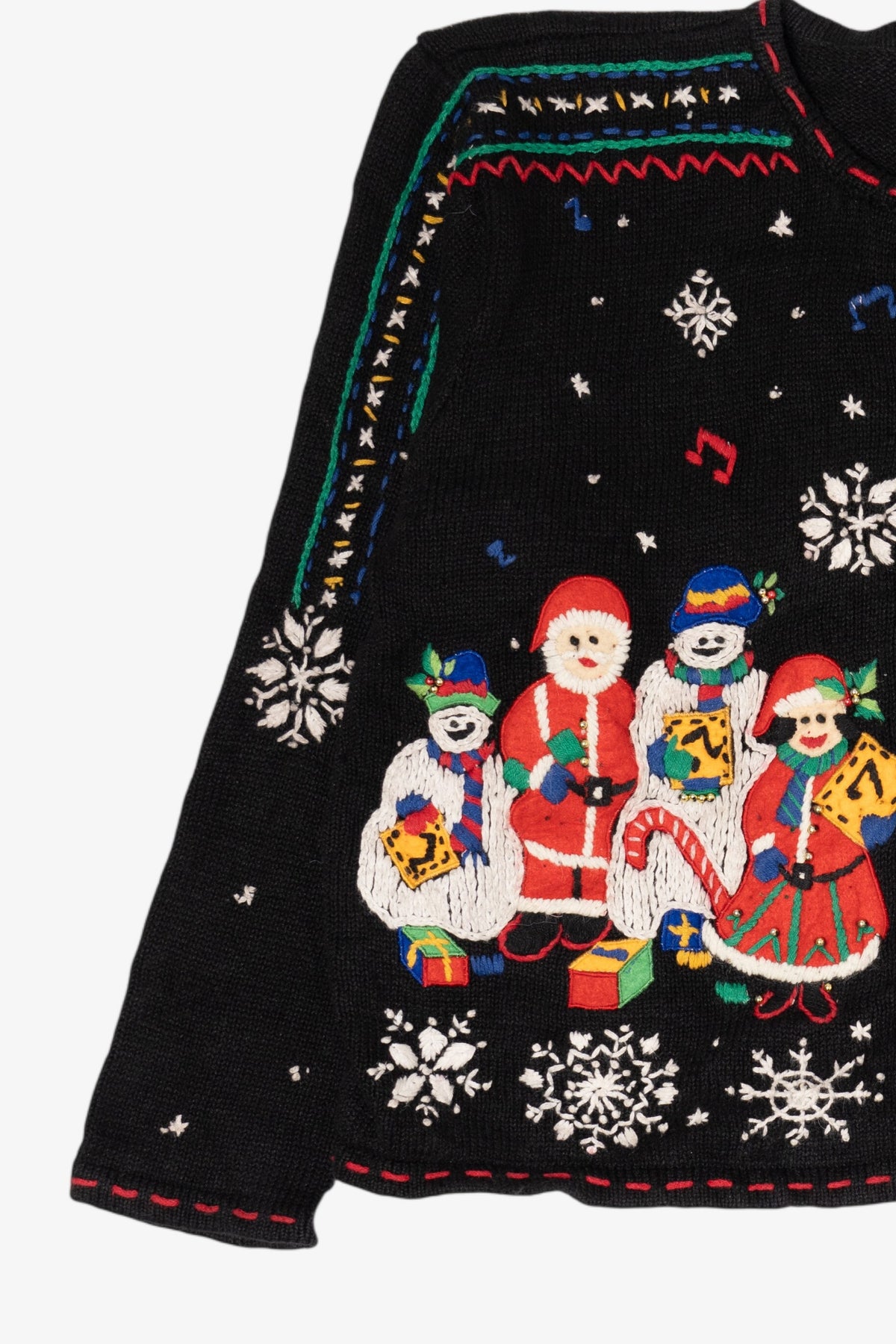 Vintage Black Designers Originals Studio Caroling Line Up Ugly Christmas Cardigan (1990s)