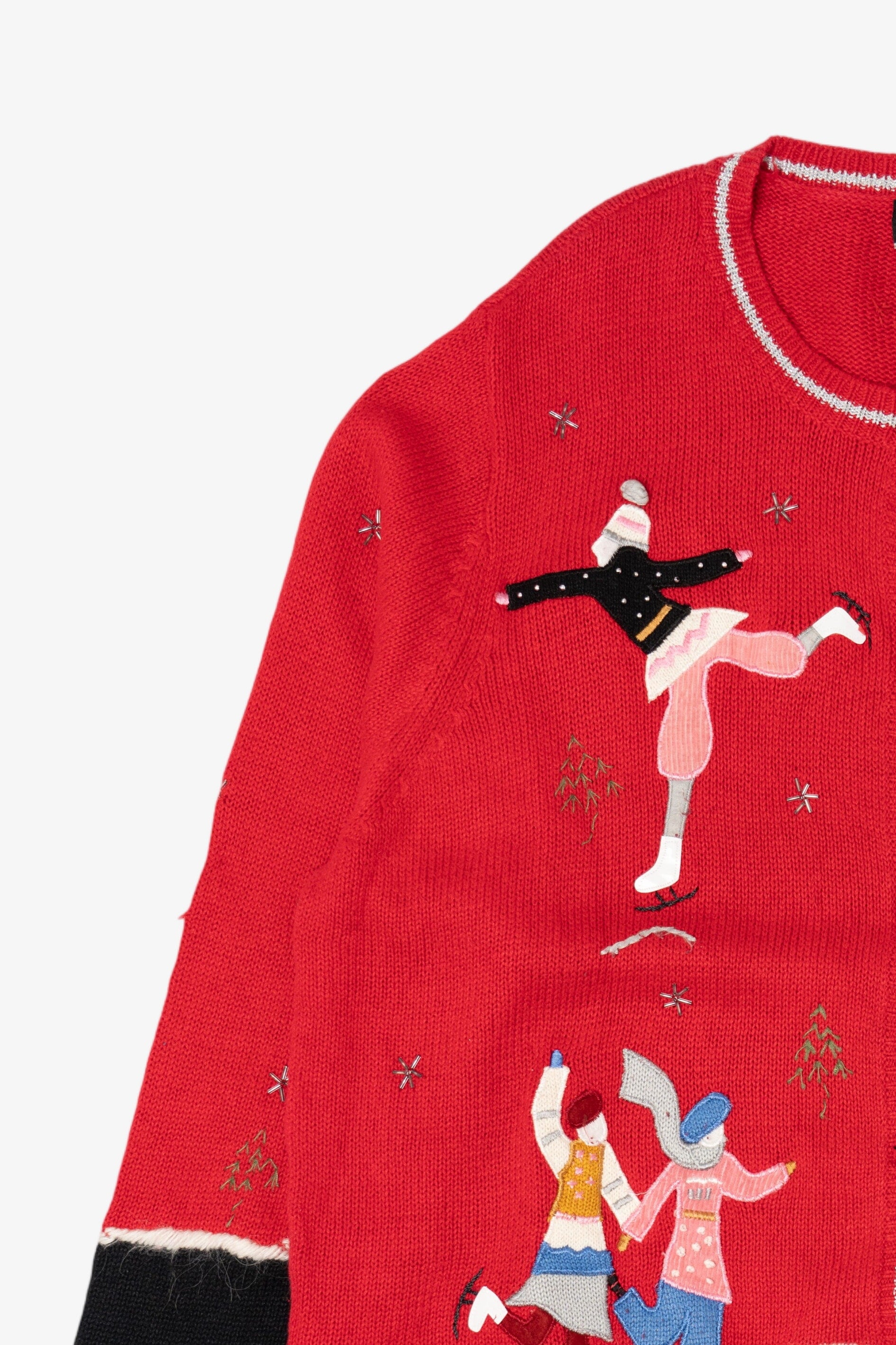 Vintage Red Extra Point Ice Skating Ugly Christmas Cardigan (2000s)