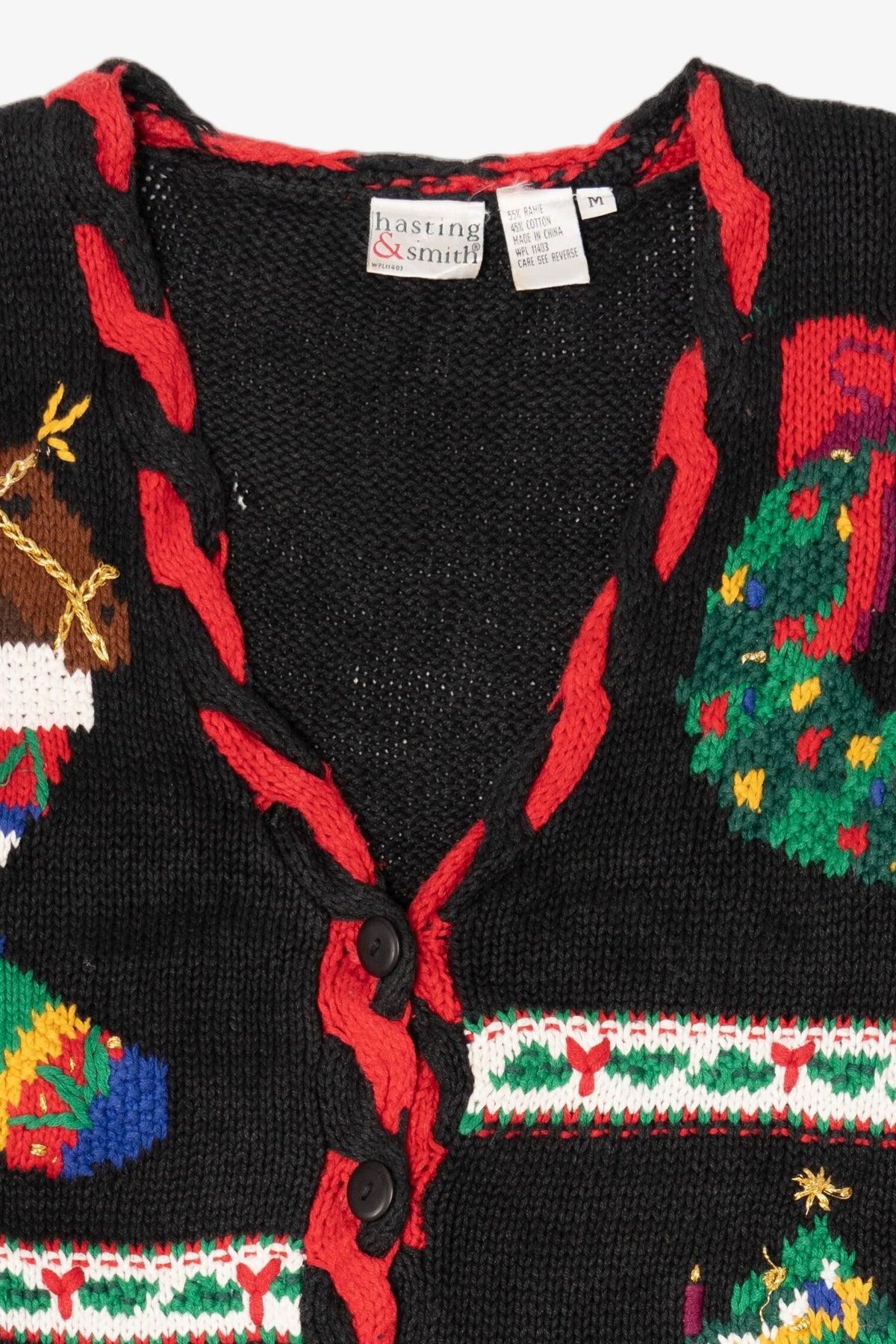 Vintage Black Hasting & Smith Ugly Christmas Cardigan (1990s)
