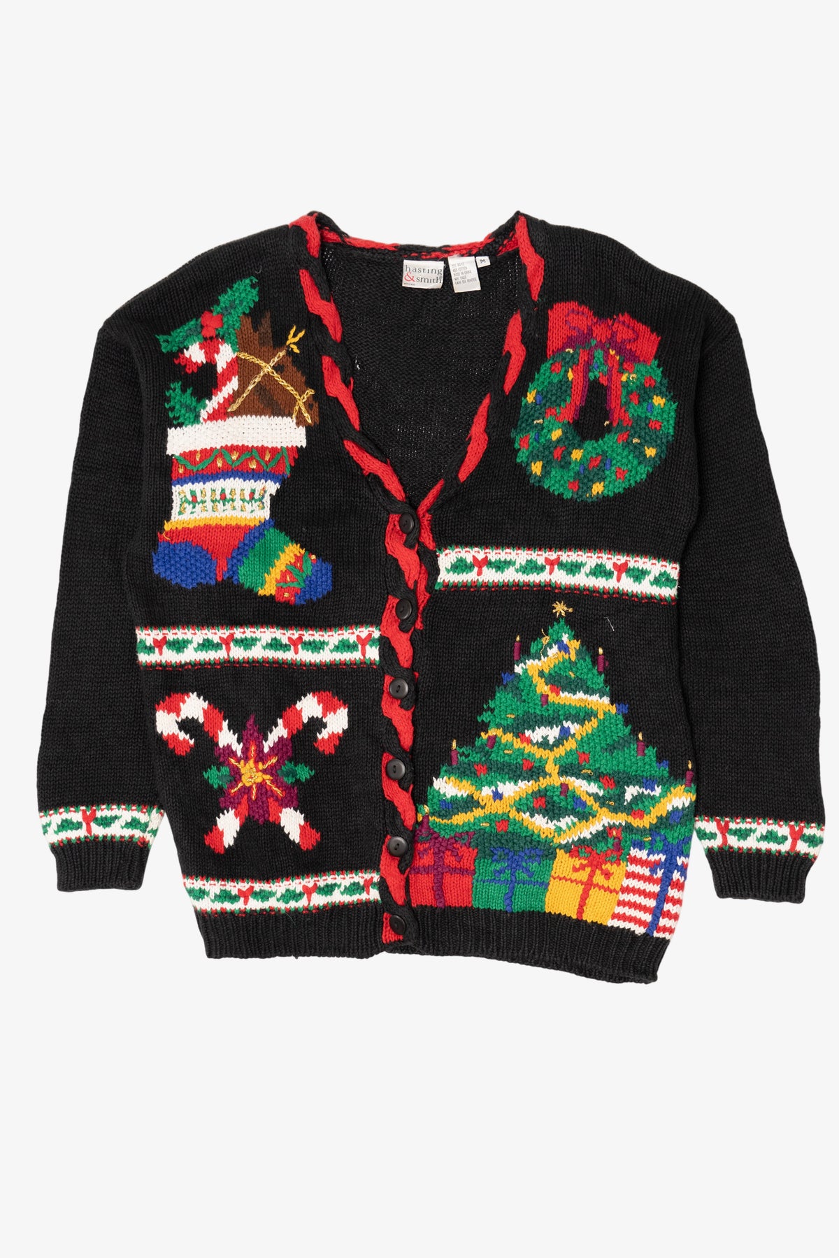 Vintage Black Hasting & Smith Ugly Christmas Cardigan (1990s)