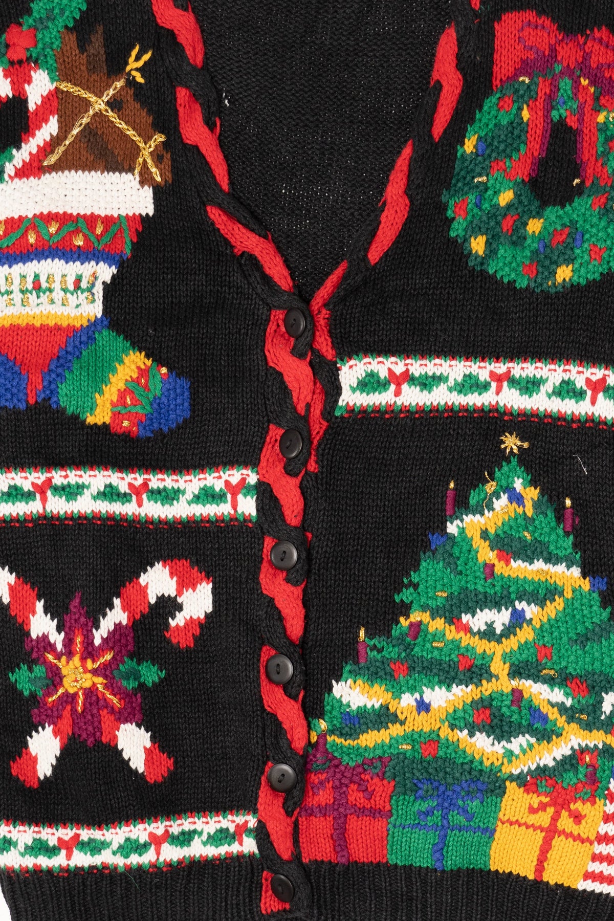 Vintage Black Hasting & Smith Ugly Christmas Cardigan (1990s)
